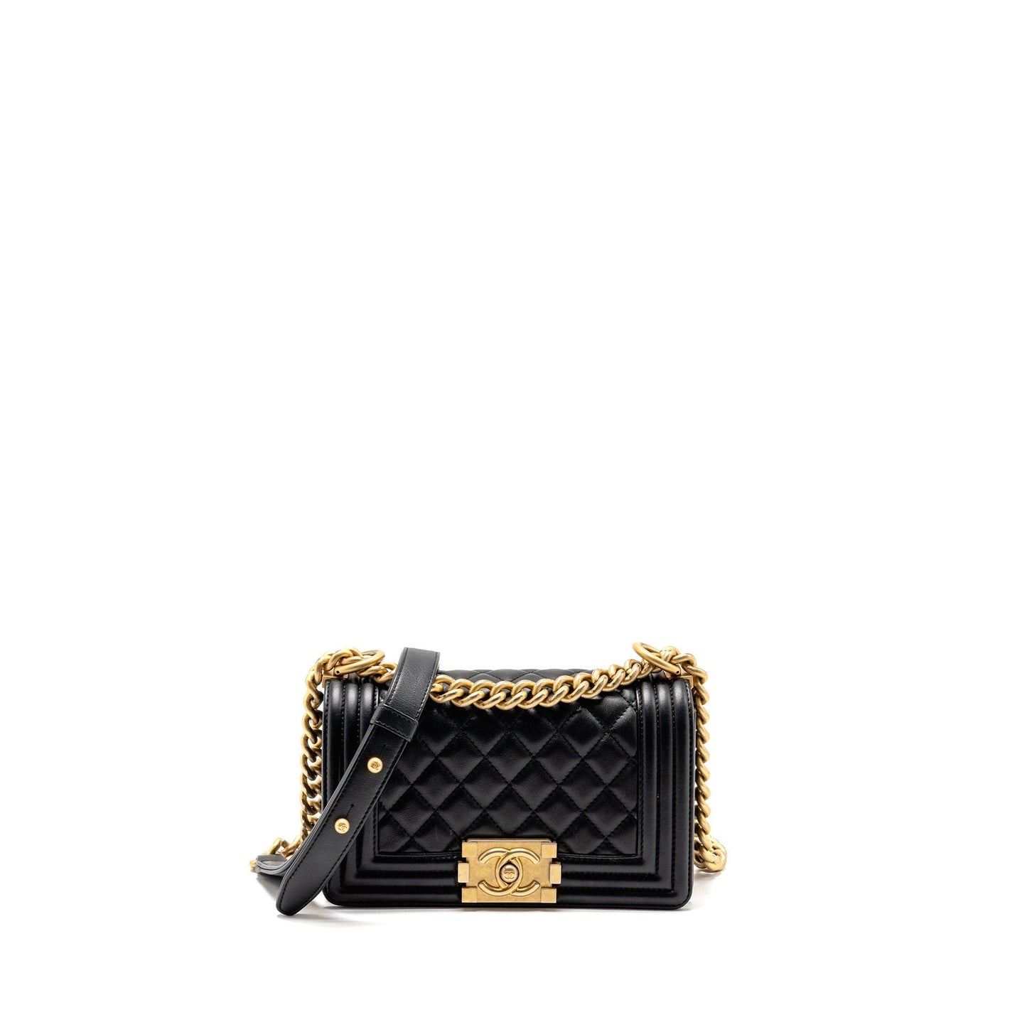 Chanel Boy Calfskin GHW Black Small Handbag Black Ghw