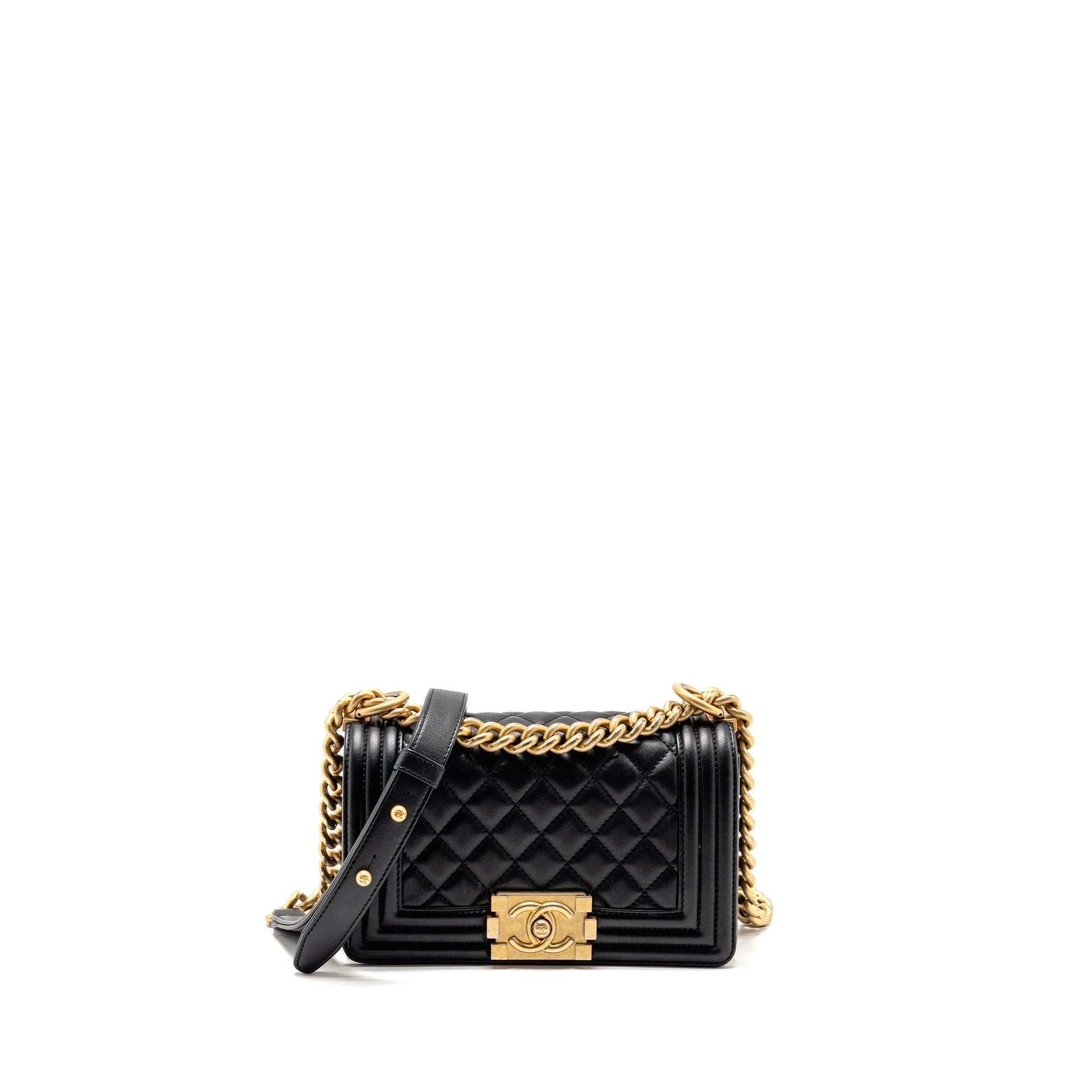 Chanel Boy Calfskin GHW Black Small Handbag Black Ghw