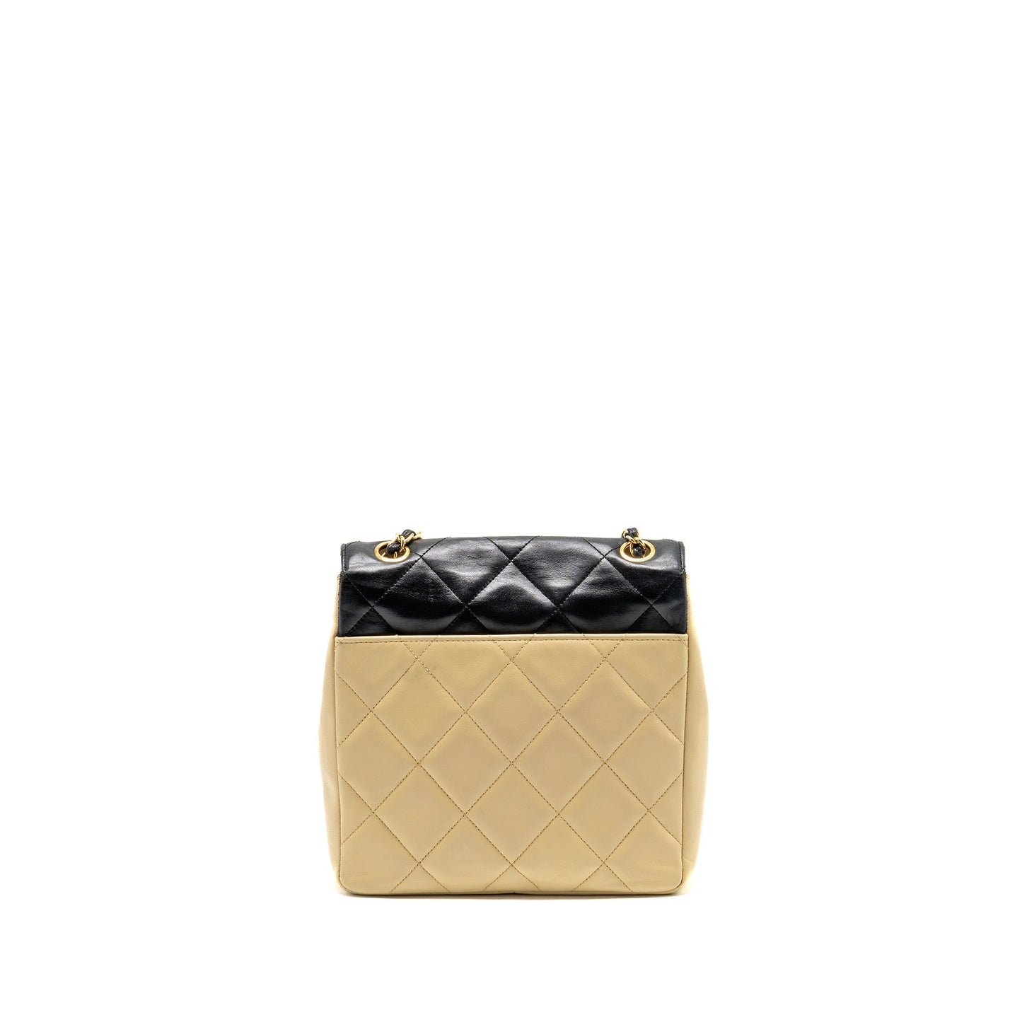 Chanel quilted envelope flap lambskin GHW Black Beige Shoulder Bag