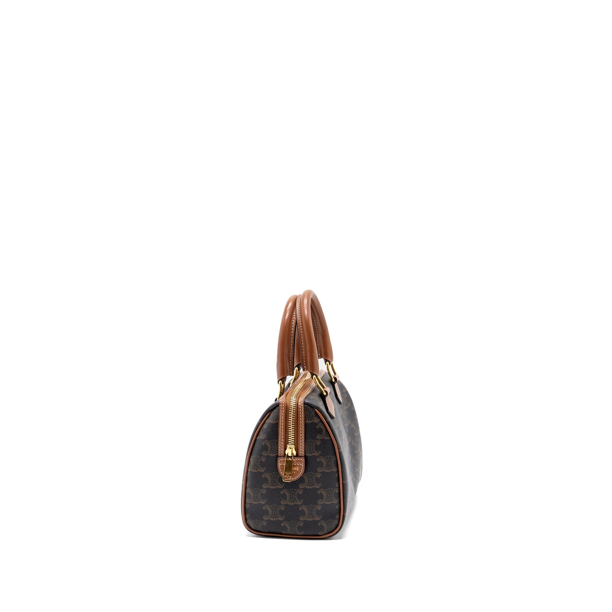 Celine Small Boston Purse Triomphe Handbag Leather Canvas Travel Bag