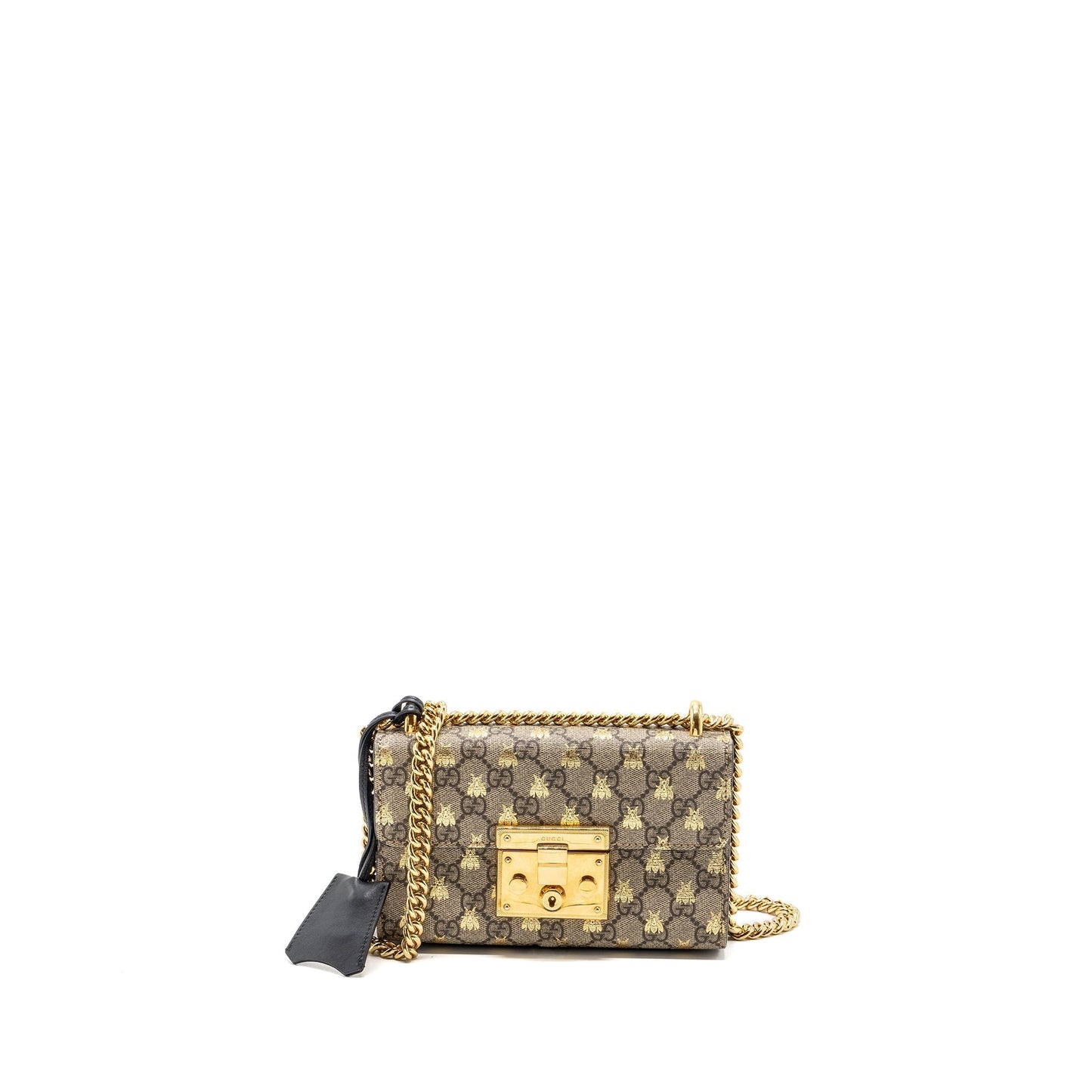 Gucci Small Padlock Chain Bag Supreme With Bee Canvas Black Travel Bag