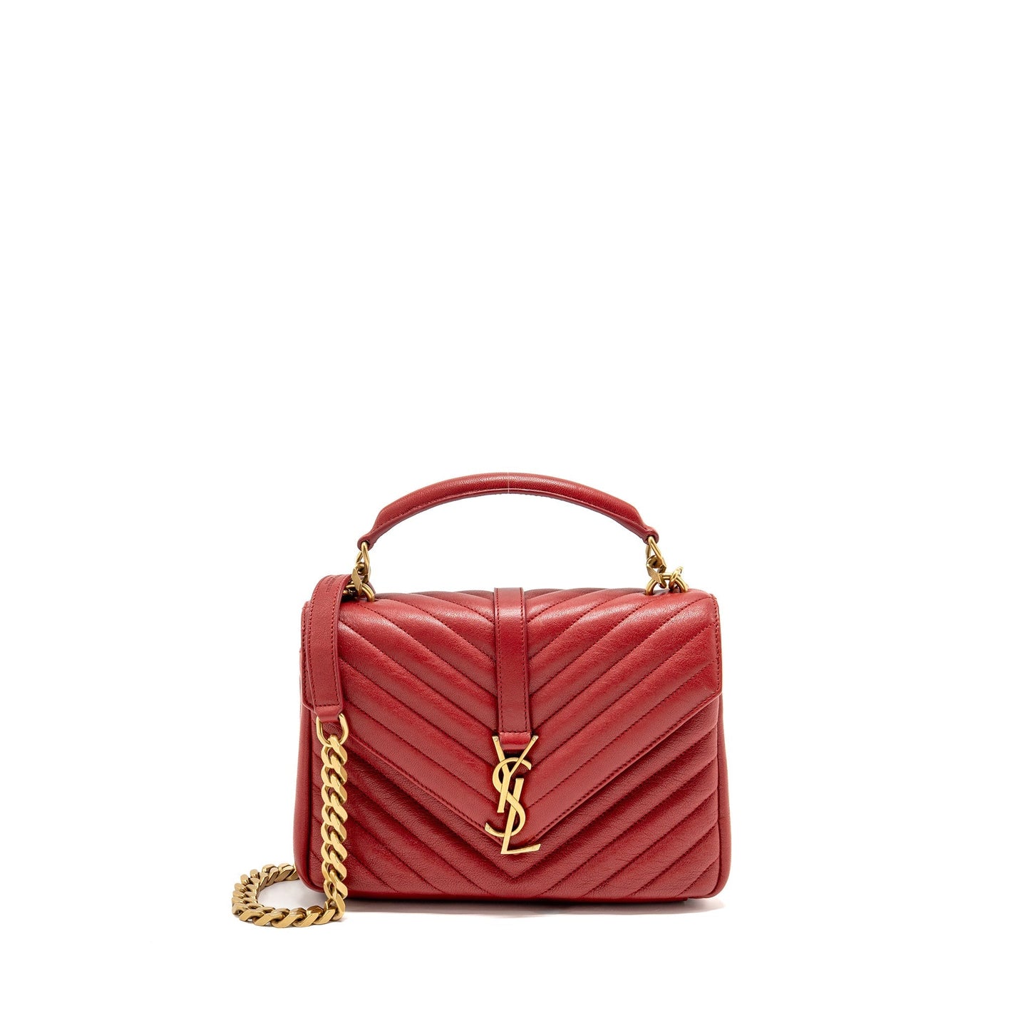 YSL Saint Laurent Envelope Purse Travel Bag Leather Red