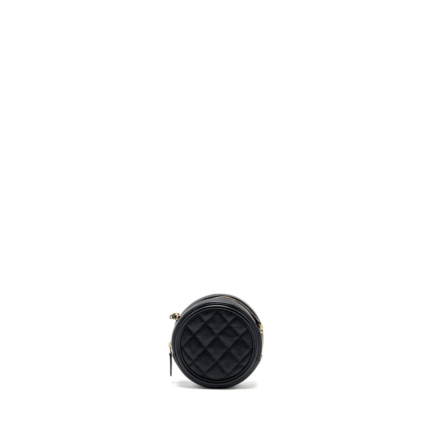 Chanel CC Filigree Quilted Round Caviar GHW Black Crossbody Bag