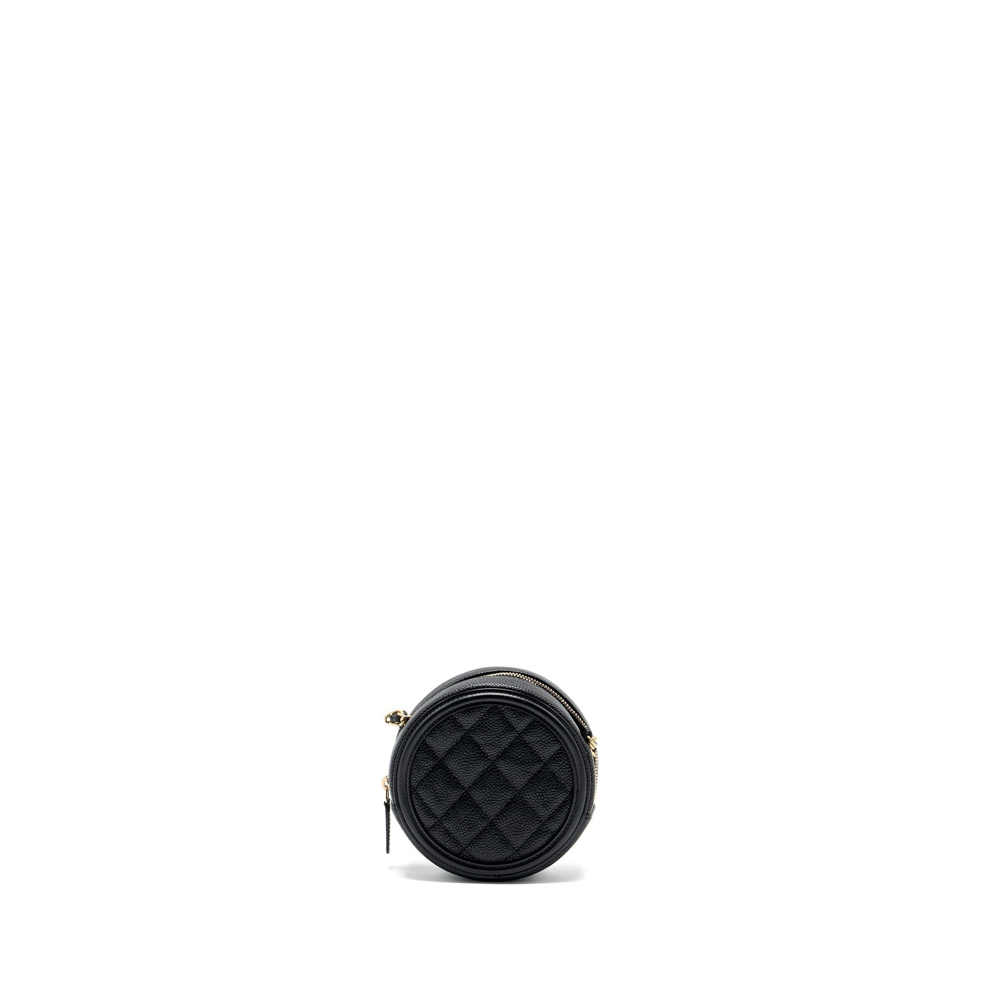 Chanel CC Filigree Quilted Round Caviar GHW Black Crossbody Bag