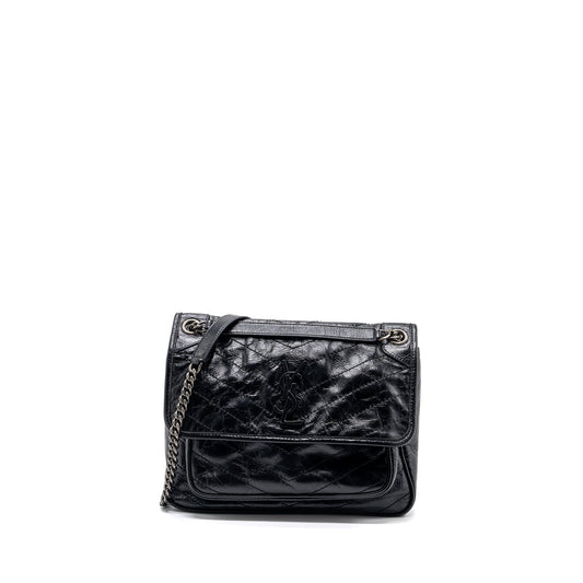 YSL Saint Laurent Saint Laurent Niki Calfskin Travel Bag Leather Black