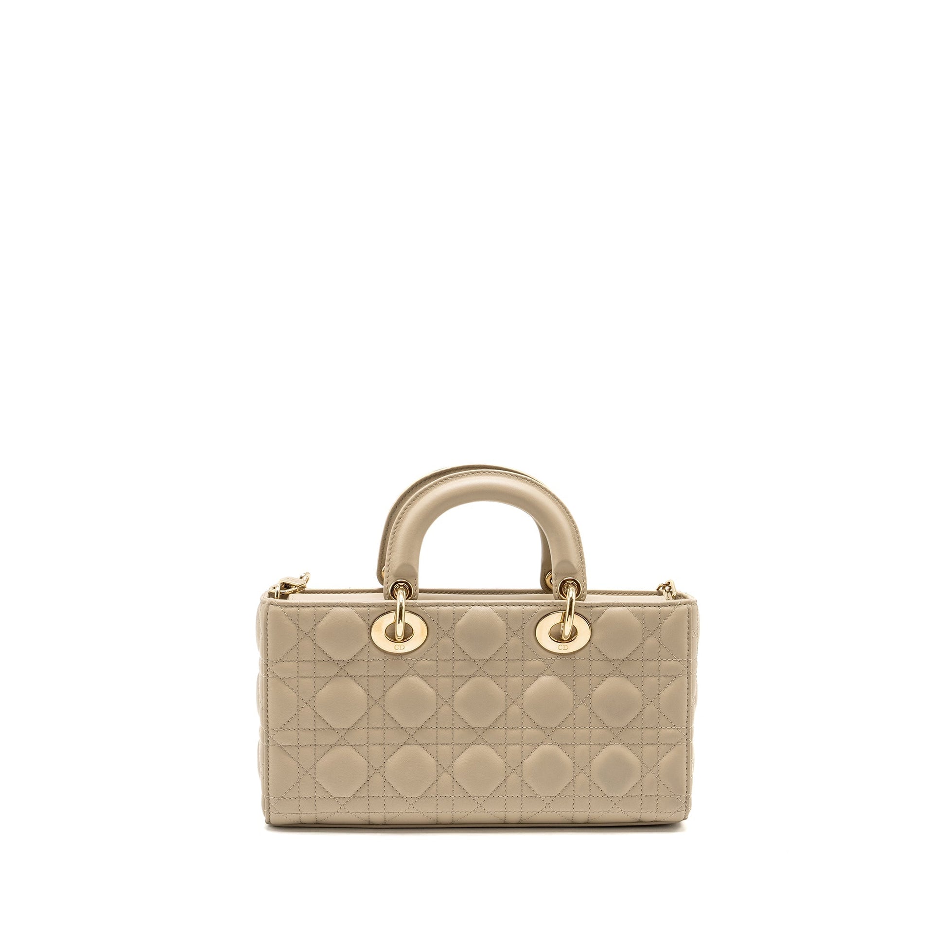 Dior Lady D Joy Purse Lambskin Handbag Beige Medium Travel Bag