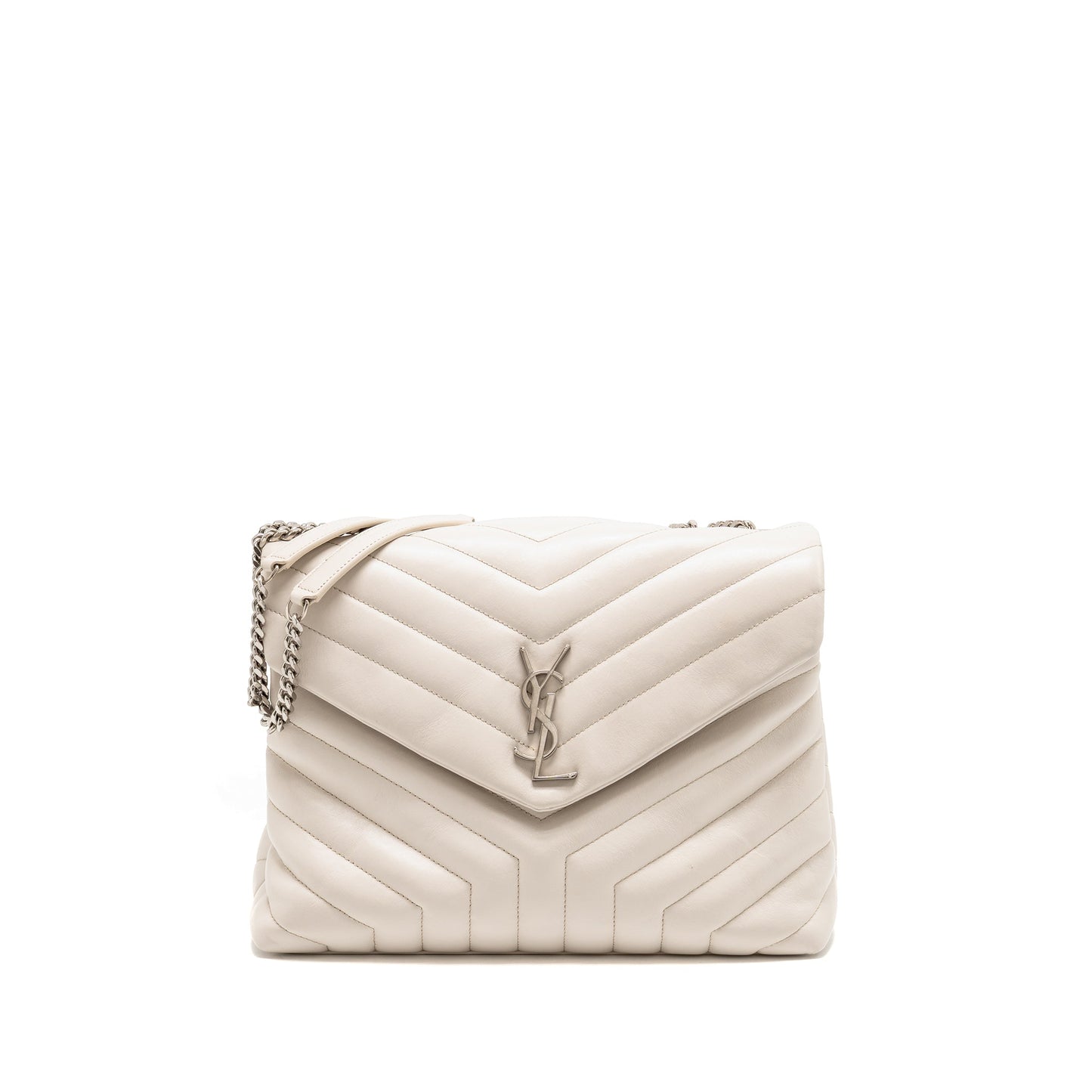 YSL Saint Laurent Lou Lou Purse Calfskin Travel Bag White Medium