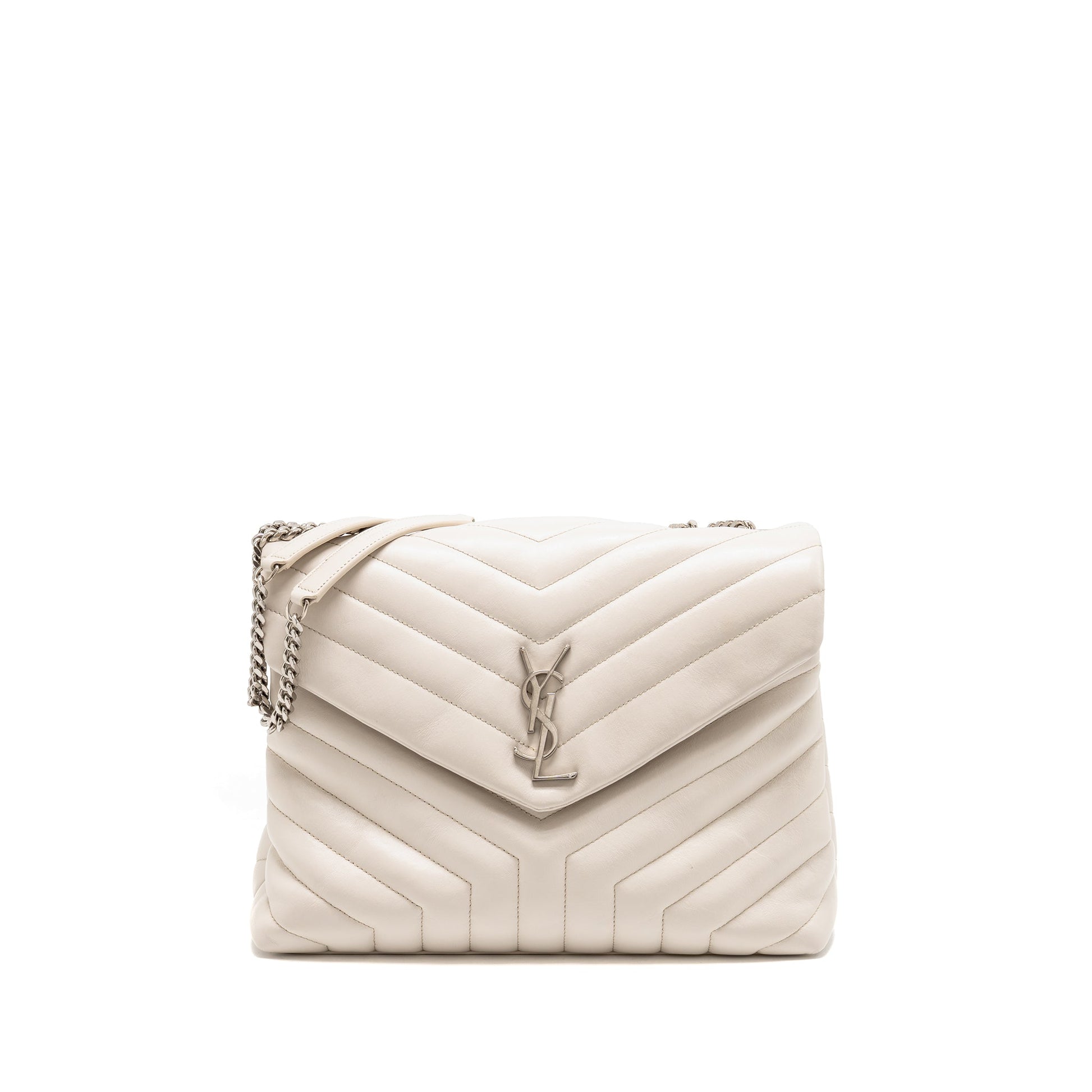 YSL Saint Laurent Lou Lou Purse Calfskin Travel Bag White Medium