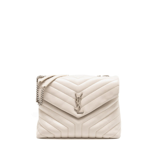 YSL Saint Laurent Lou Lou Purse Calfskin Travel Bag White Medium