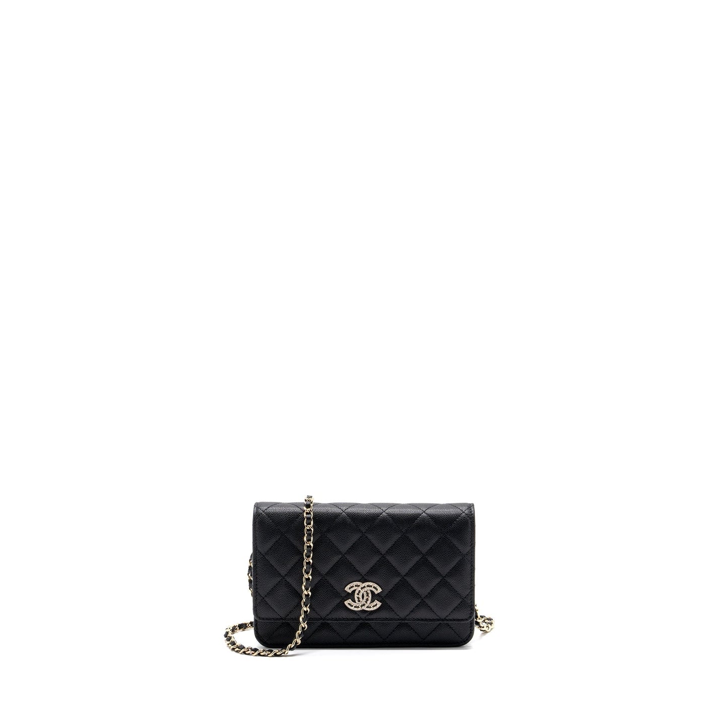 Chanel Detailed Logo On Caviar LGHW microchip Black Wallet Case Lghw Microchip