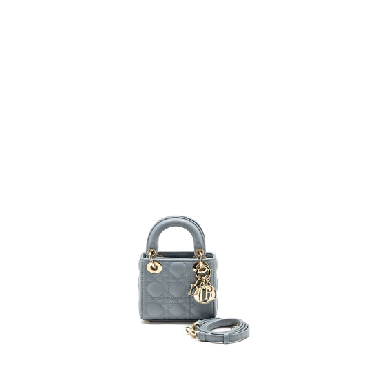 Dior Micro Lady Lambskin Grey Handbag Travel Bag