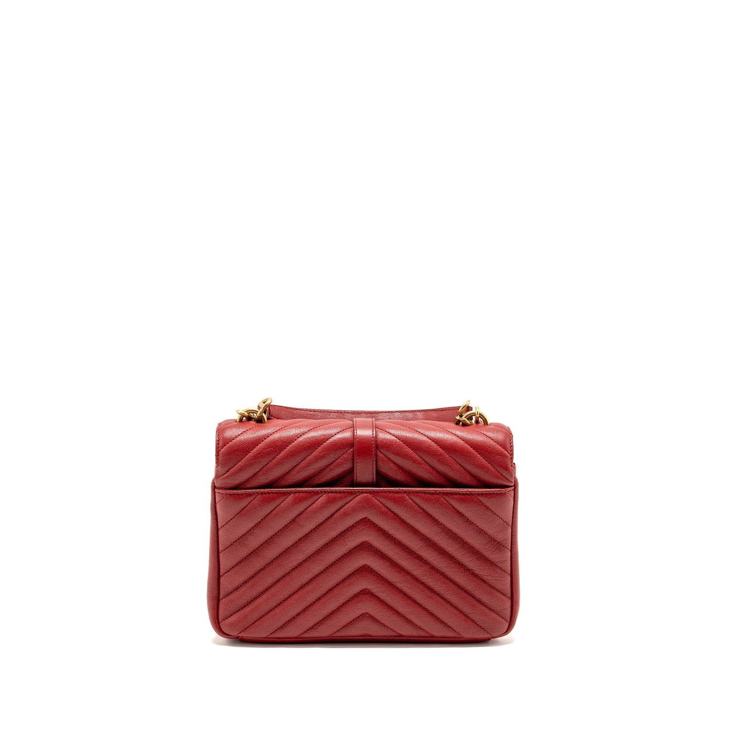 YSL Saint Laurent Envelope Purse Travel Bag Leather Red