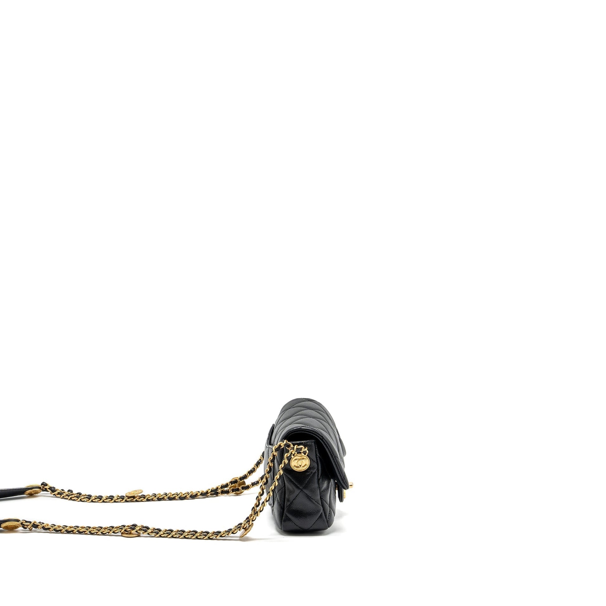 Chanel Twist Your Button Flap Caviar GHW Black Shoulder Bag Ghw Microchip