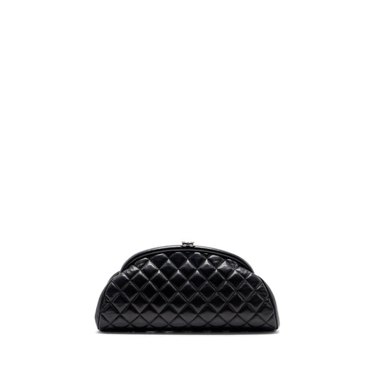 Chanel timeless kiss evening lambskin SHW Black Lock Clutch Bag