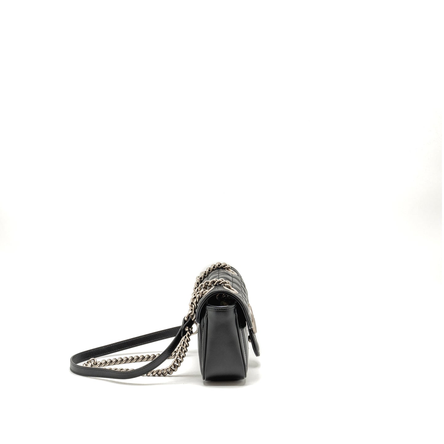 Gucci Marmont Shoulder Bag Calfskin Shw Black Mini