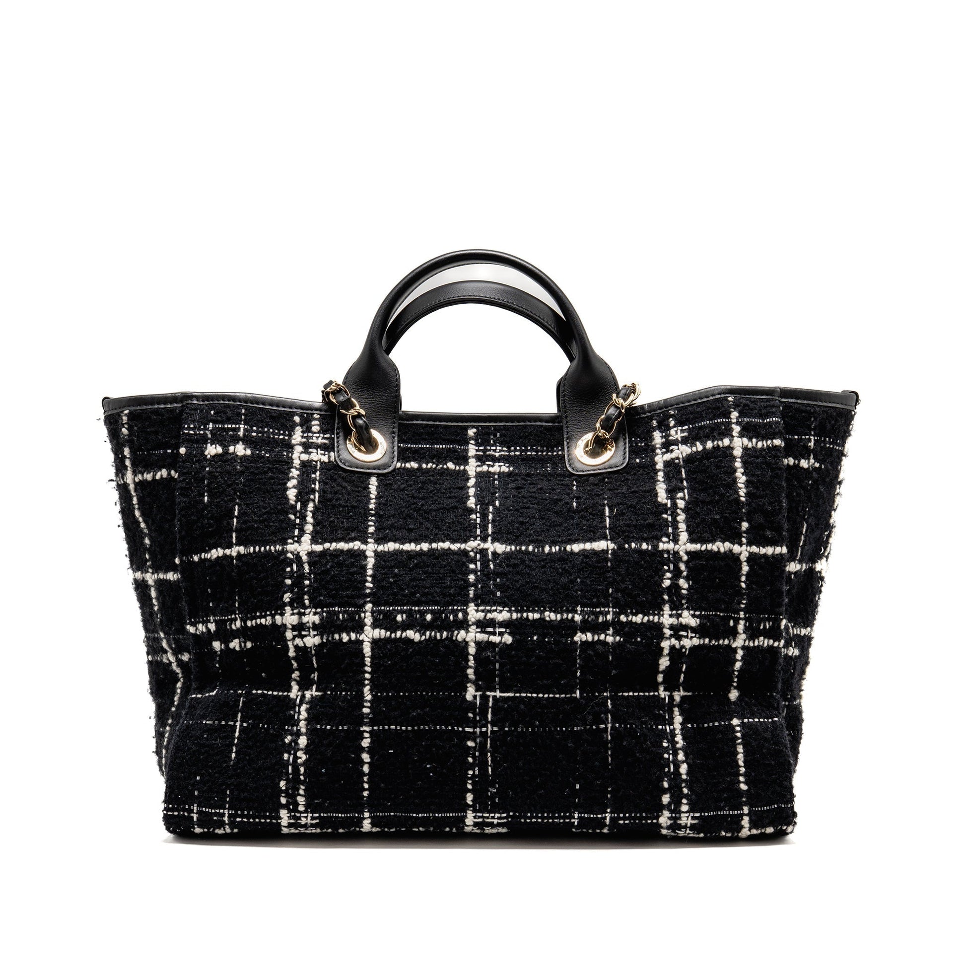 Chanel Deauville tweed LGHW microchip Multicolor Black Tote Bag