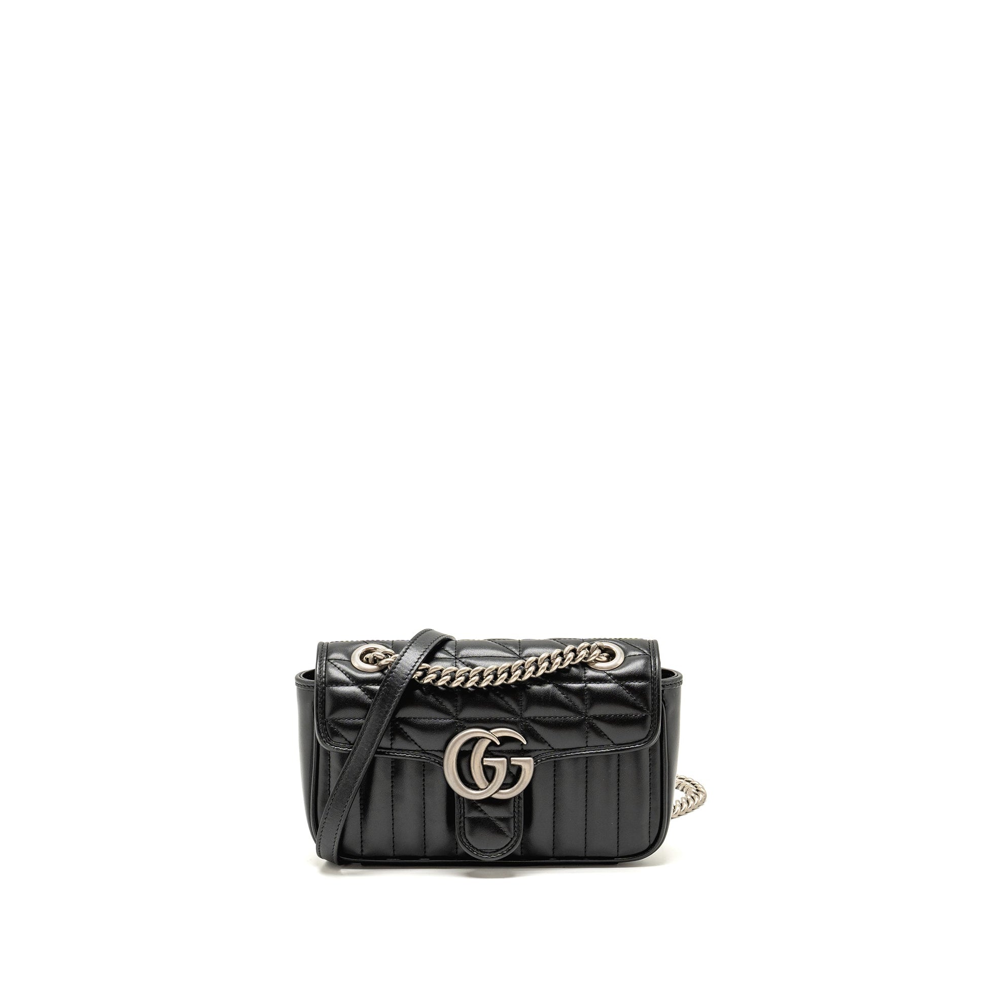 Gucci Marmont Shoulder Bag Calfskin Shw Black Mini