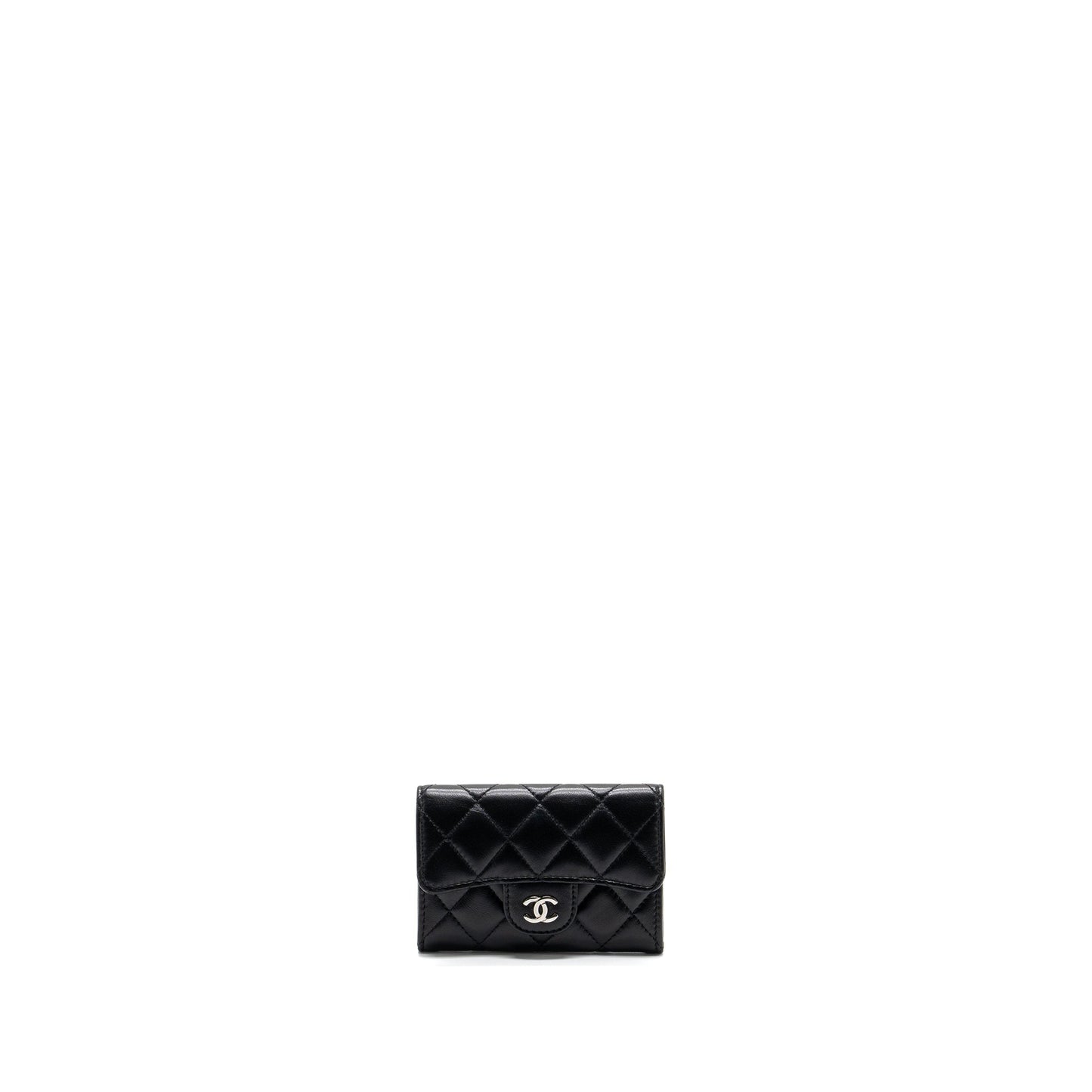 Chanel Classic Flap card holder Lambskin SHW Black Wallet Case