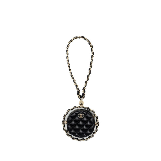 Chanel 22C Round Lambskin GHW Black Clutch Bag