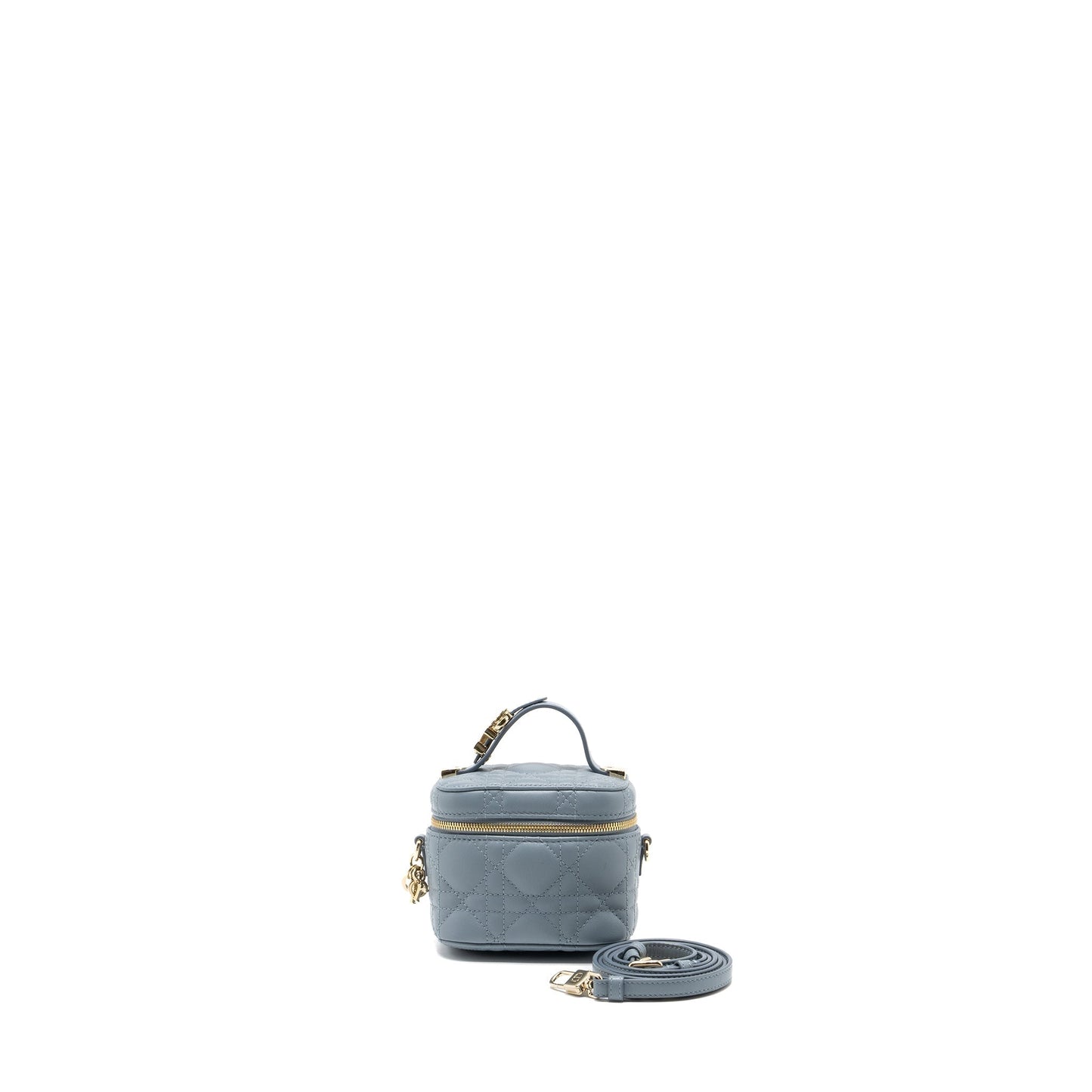 Dior Micro Lady Vanity Case Lambskin Light Grey Travel Bag