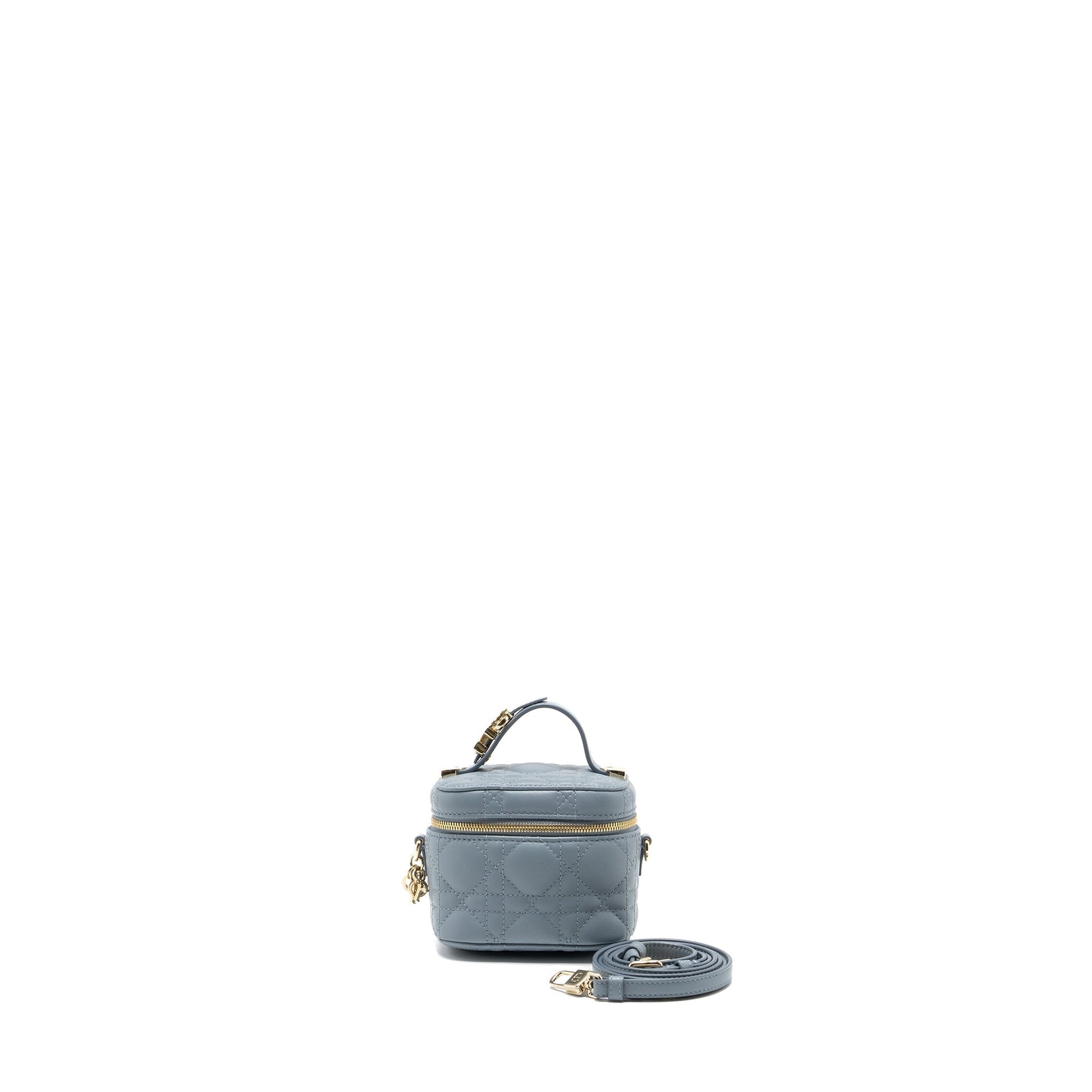 Dior Micro Lady Vanity Case Lambskin Light Grey Travel Bag