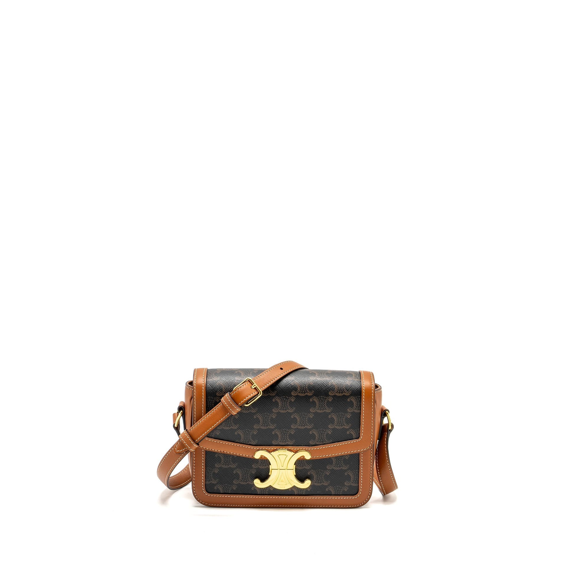 Celine Teen Triomphe Purse In Triomphe Calfskin Multicolour Canvas Brown Travel Bag