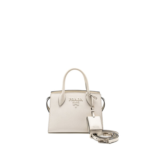 Prada Saffiano Monochrome Purse Handbag White Travel Bag