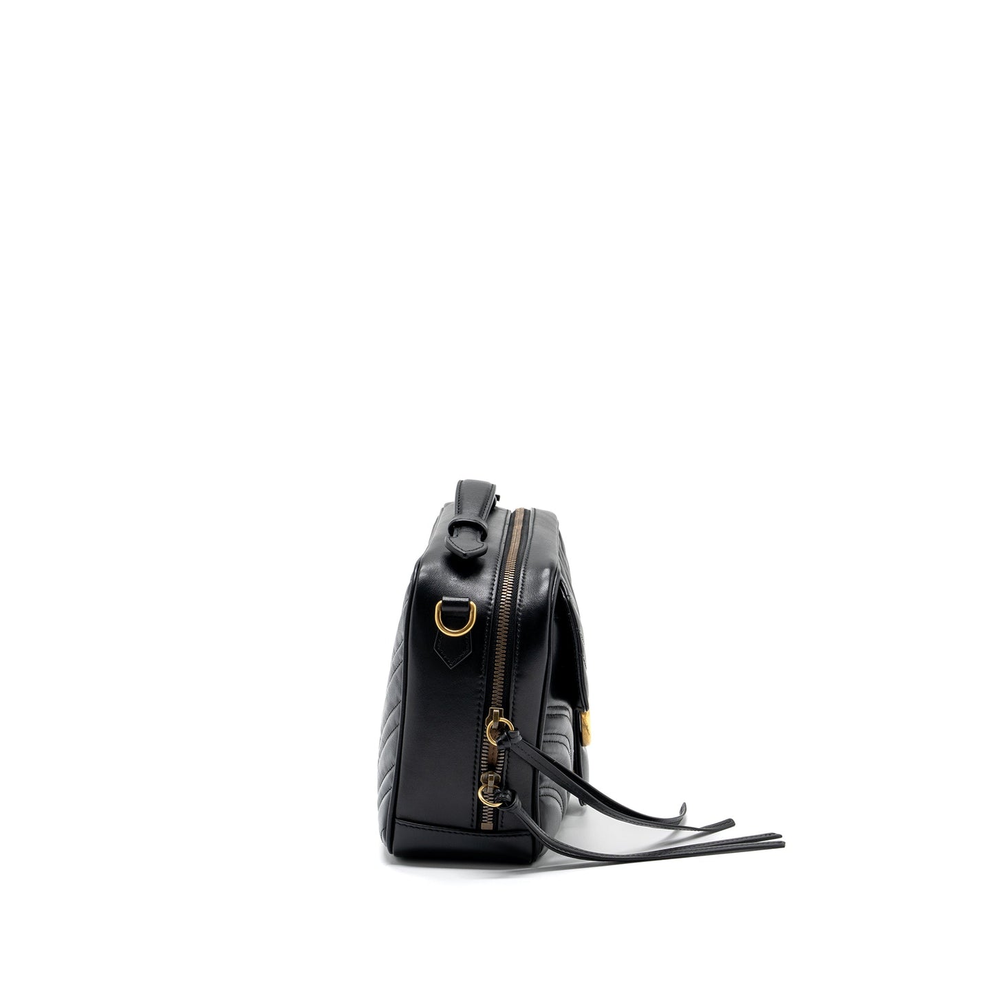 Gucci Marmont Shoulder Bag Calfskin Matelasse Black Black Ghw