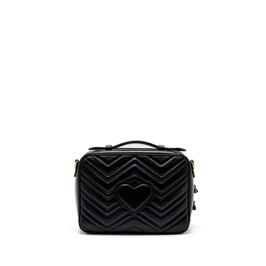 Gucci Marmont Shoulder Bag Calfskin Matelasse Black Black Ghw