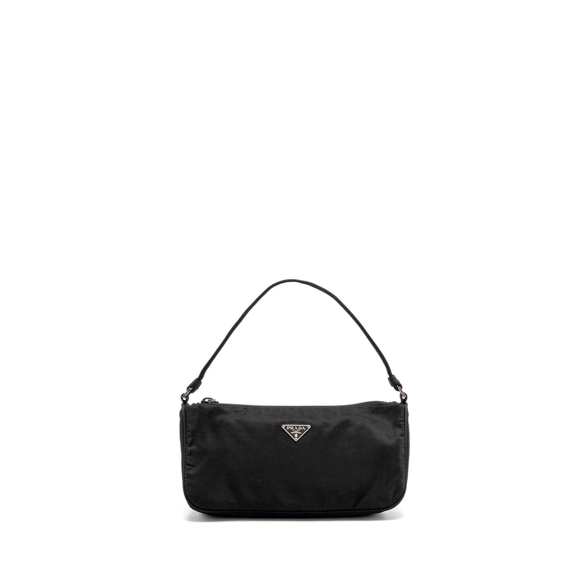 Prada Tessuto Pochette Handbag Nylon Black Travel Bag Black Handbag