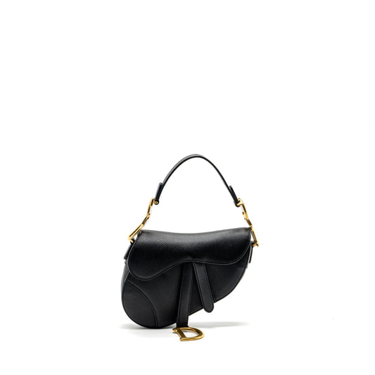 Dior Saddle Purse Grained Calfskin Handbag Black Mini Travel Bag