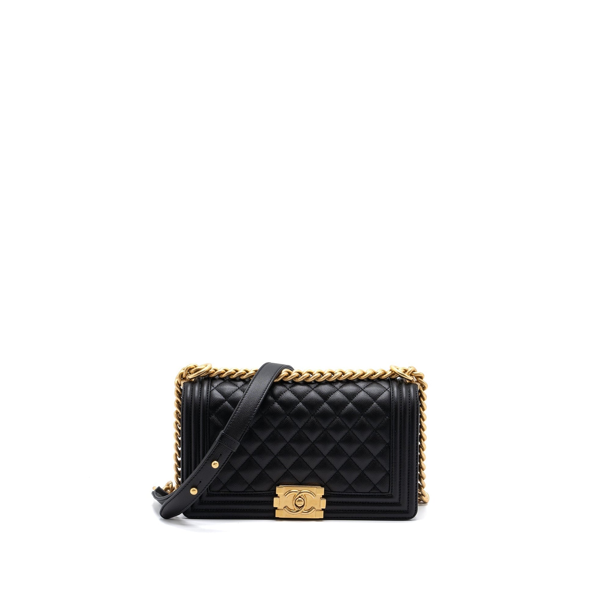 Chanel Classic Boy Caviar Brushed GHW microchip Black Handbag