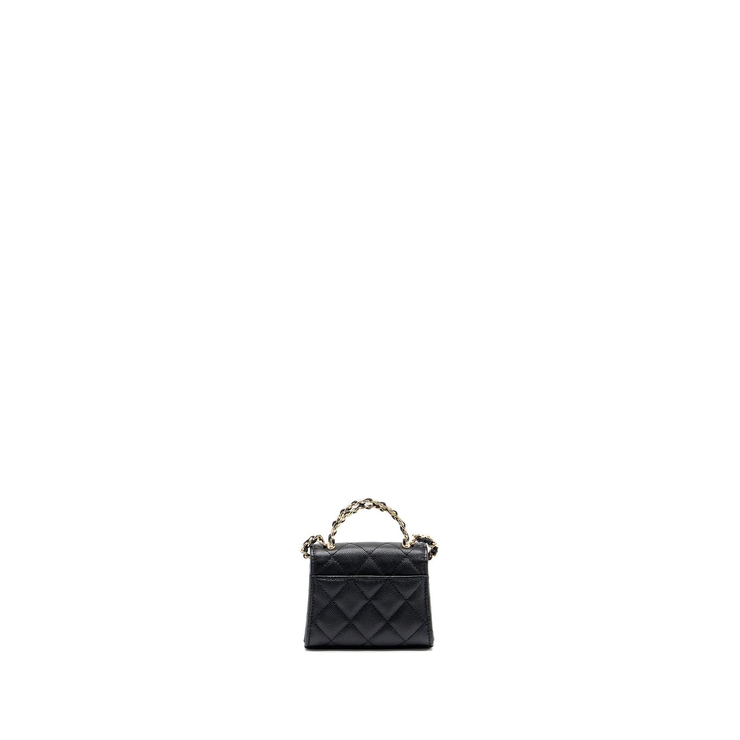 Chanel Top Handle Flap Caviar LGHW Microchip Black Shoulder Bag Black Lghwmicrochip