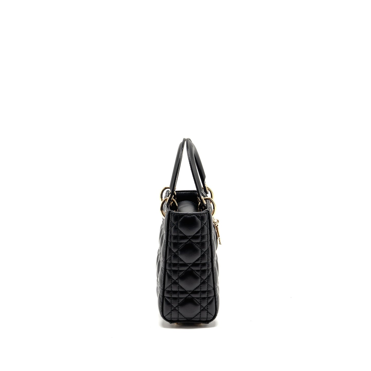 Dior My Lady Lambskin Handbag Black Small Travel Bag 4