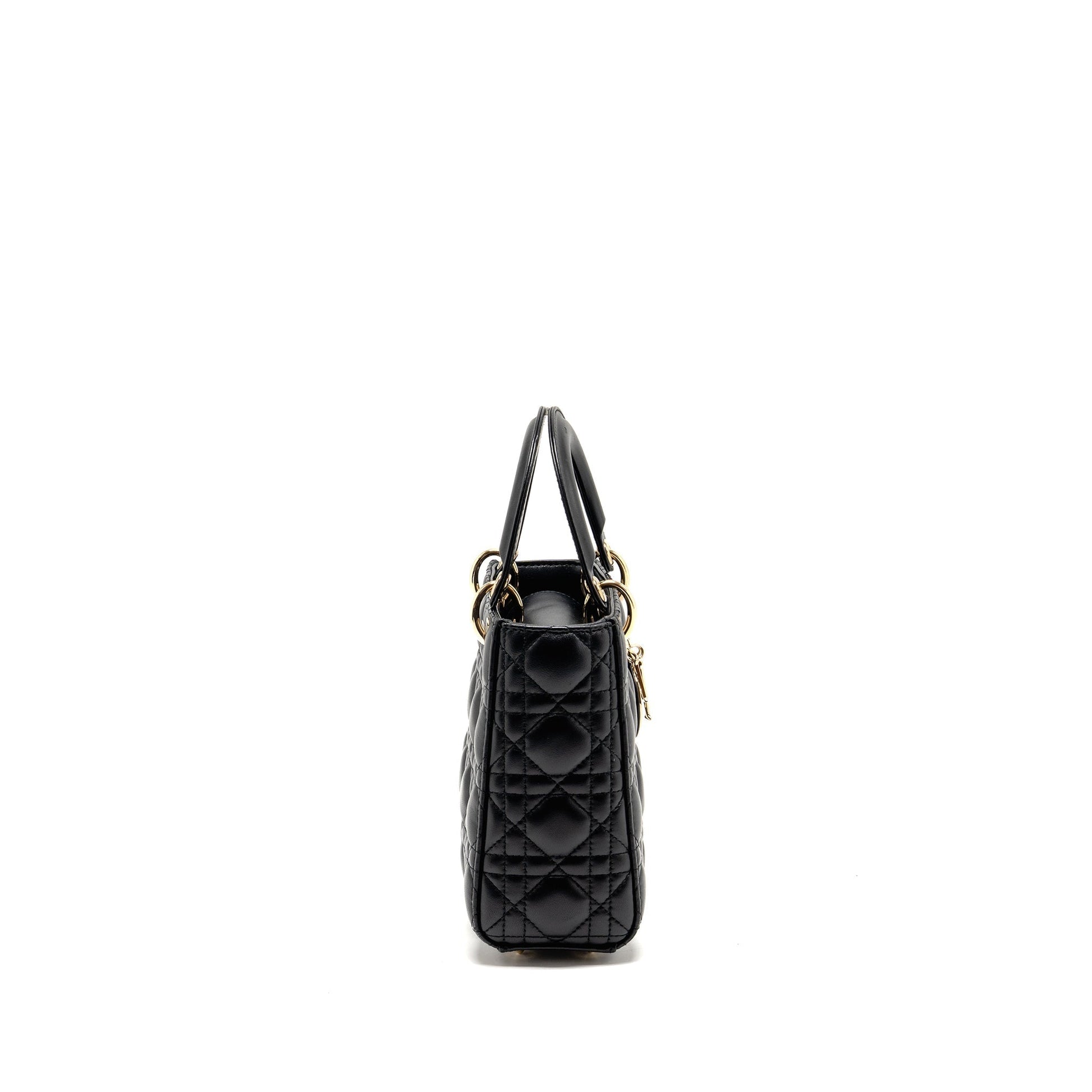 Dior My Lady Lambskin Handbag Black Small Travel Bag 4