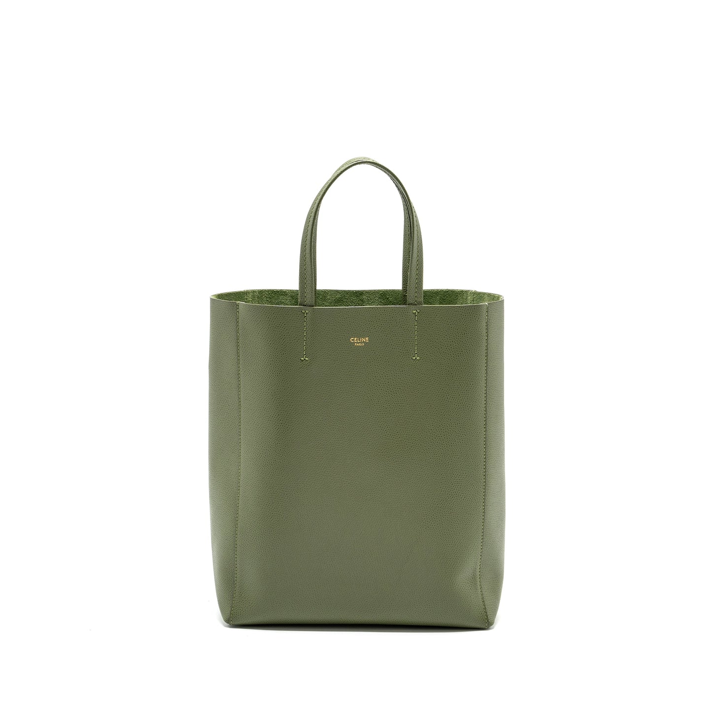 Luxury Vertical Cabas Tote Bag Grained Calfskin Green