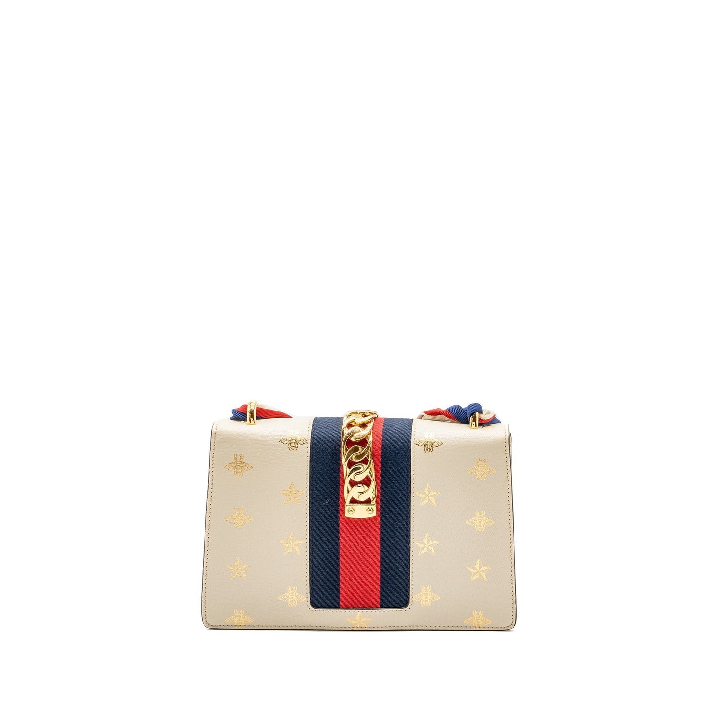 Gucci Sylvia Bag Bee And Star Printed Calfskin White Small Travel Bag