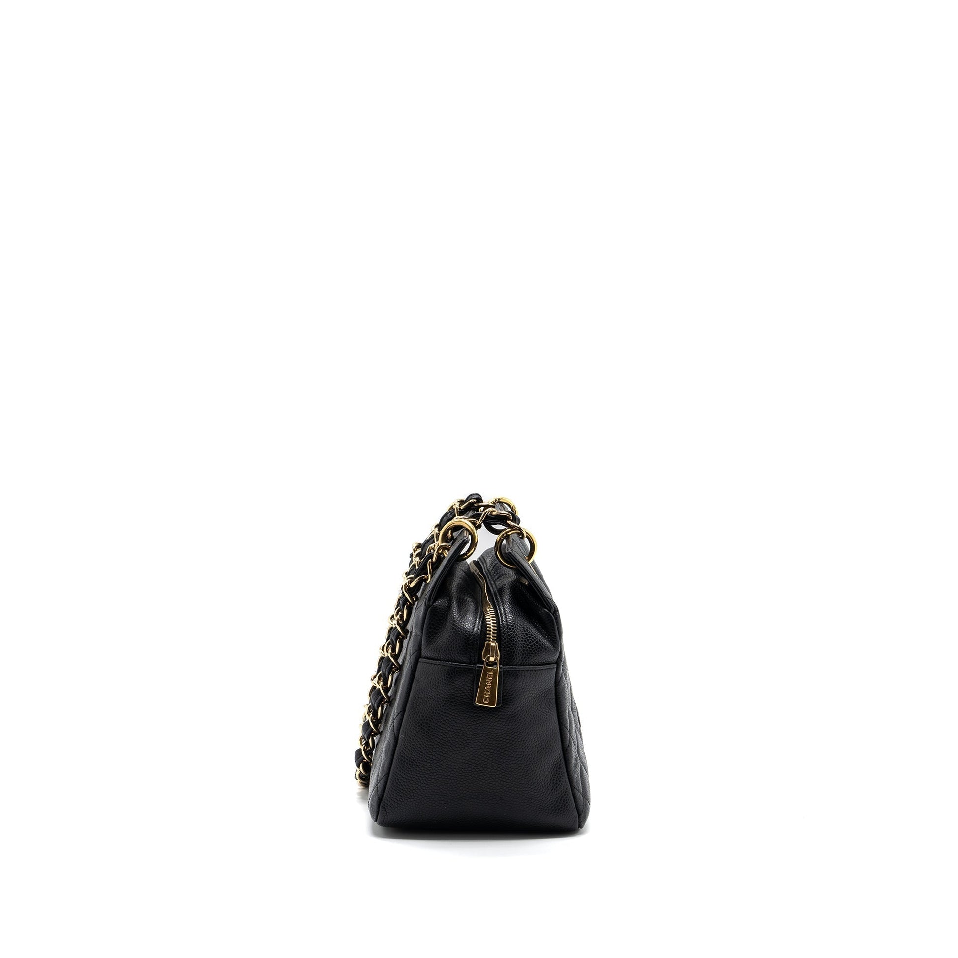 Chanel CC logo shopping caviar GHW Black Small Tote Bag