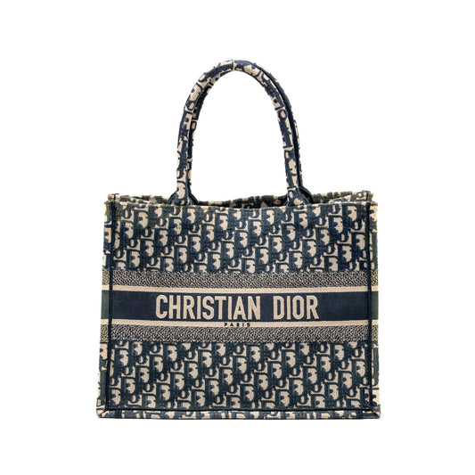 Dior Book Tote Oblique Embroidery Handbag Blue Medium Tote Bag Blue Handbag