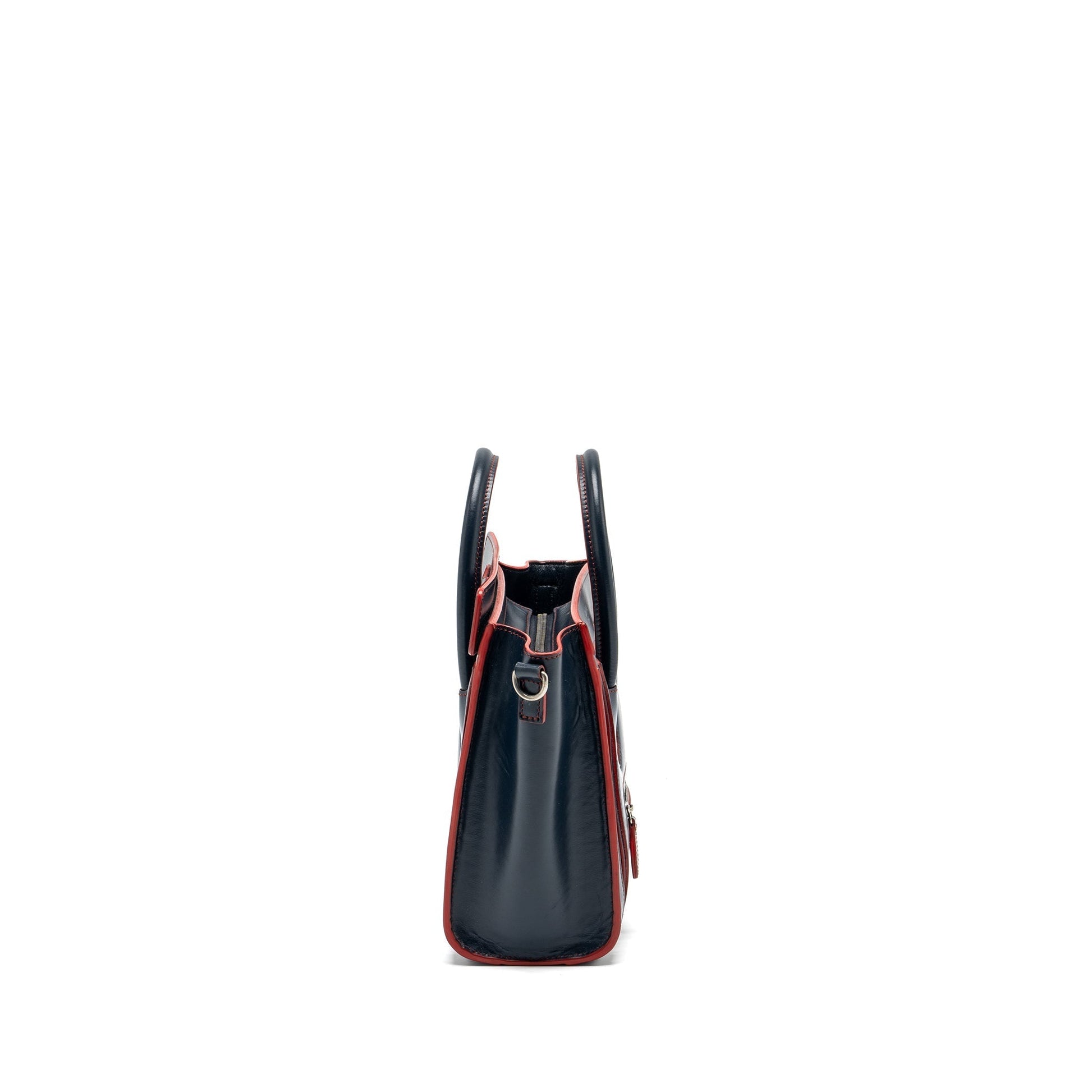 Celine Nano Luggage Purse Calfskin Navy Handbag Red Travel Bag