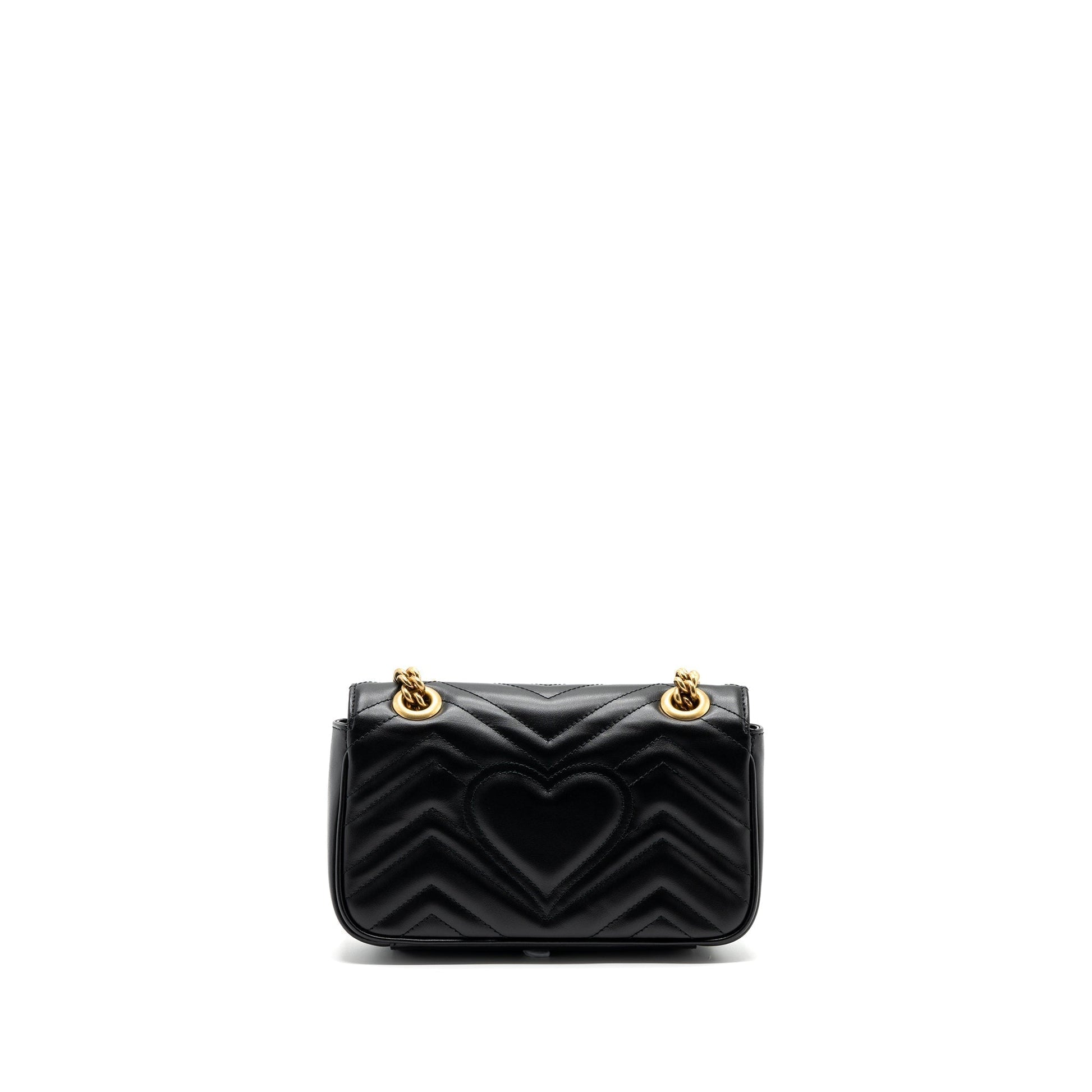 Gucci Marmont Calfskin Handbag Black Mini Travel Bag