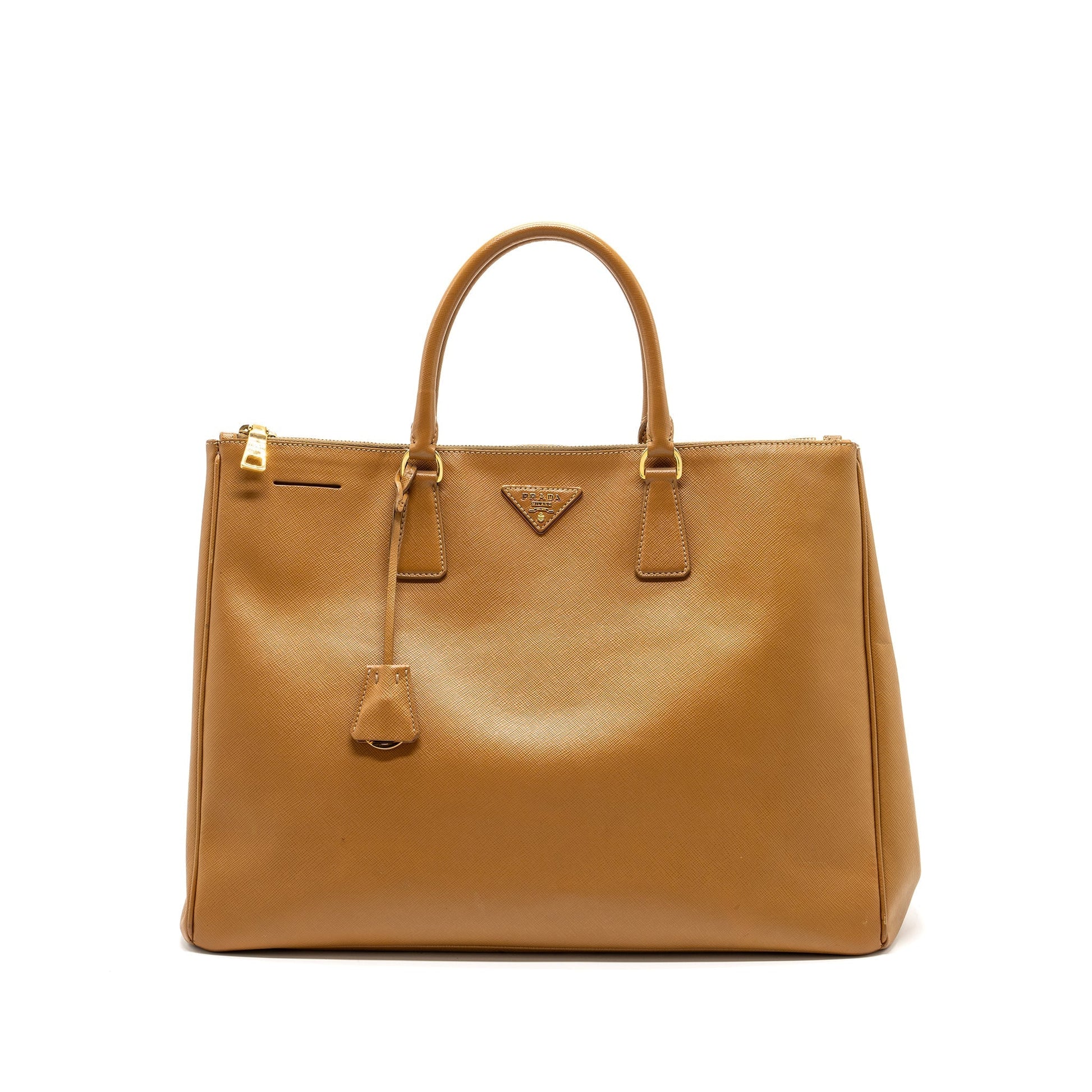 Prada X Double Zip Tote Purse Saffiano Calfskin Large Tote Bag