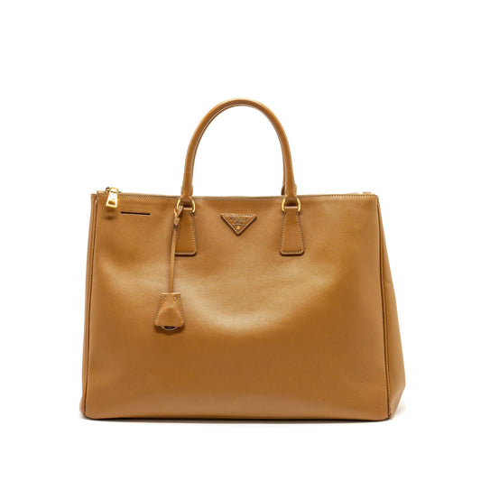 Prada X Double Zip Tote Purse Saffiano Calfskin Large Tote Bag
