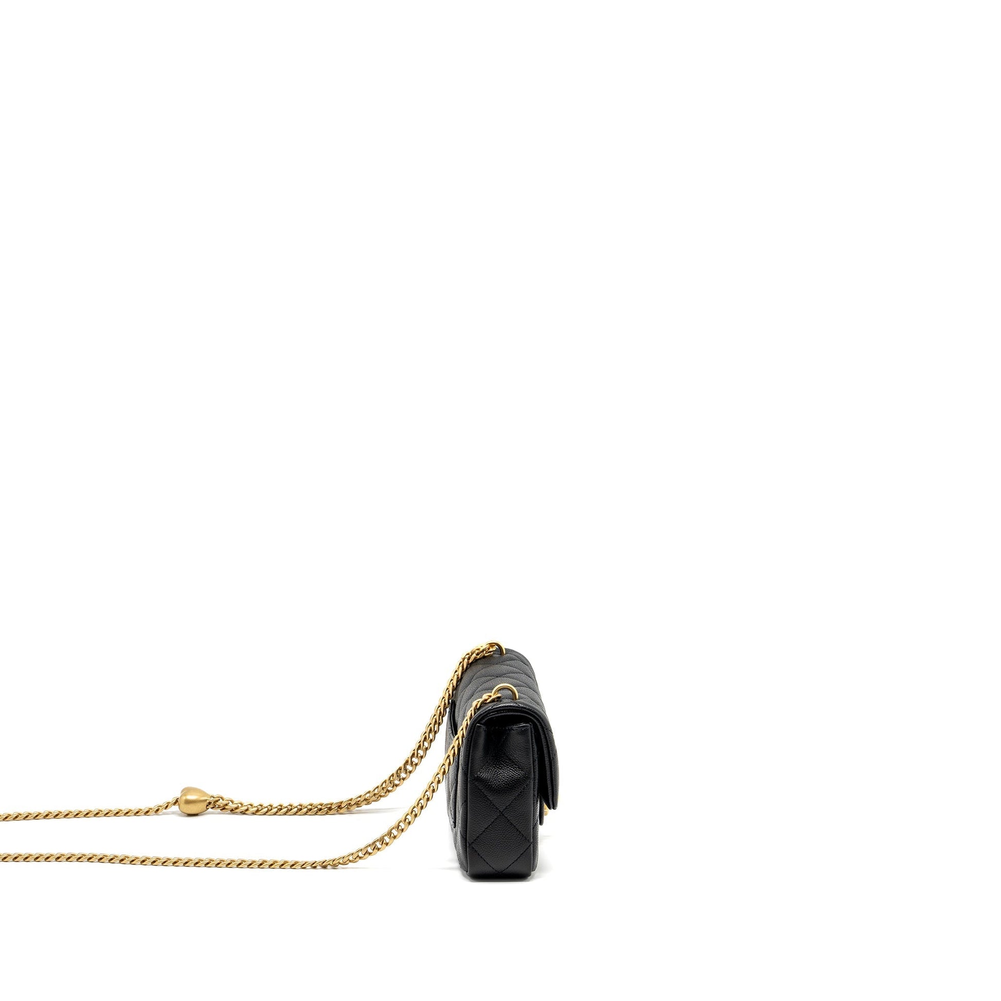 Chanel 24p Coco Love Flap Adjustable Caviar Black Shoulder Bag