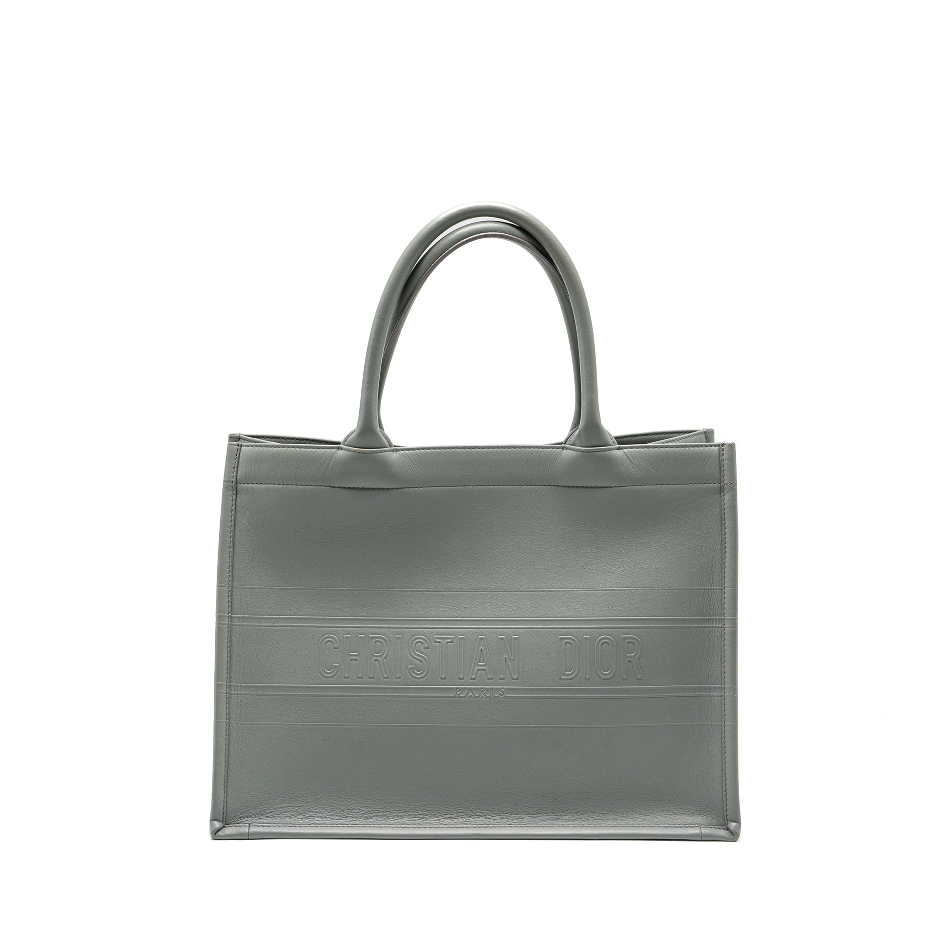 Dior Booktote Calfskin Grey Handbag Medium Tote Bag