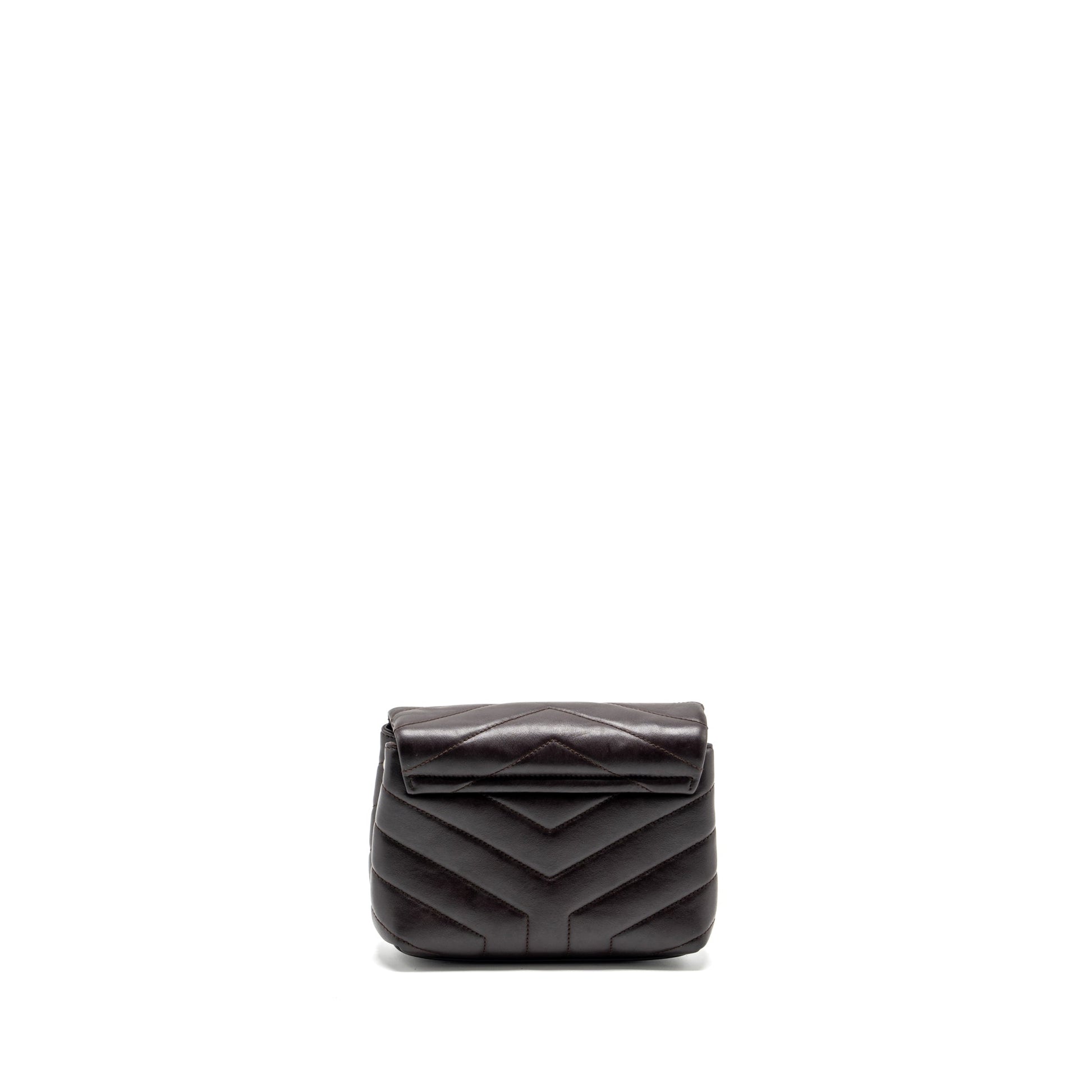YSL Saint Laurent Loulou Toy Strap Purse Calfskin Travel Bag Brown