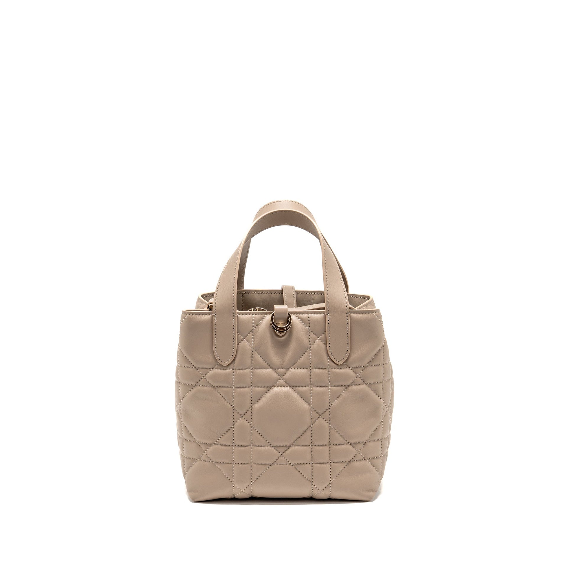 Dior Toujours Tote Purse Macrocannage Calfskin Powder Handbag Beige Small Tote Bag