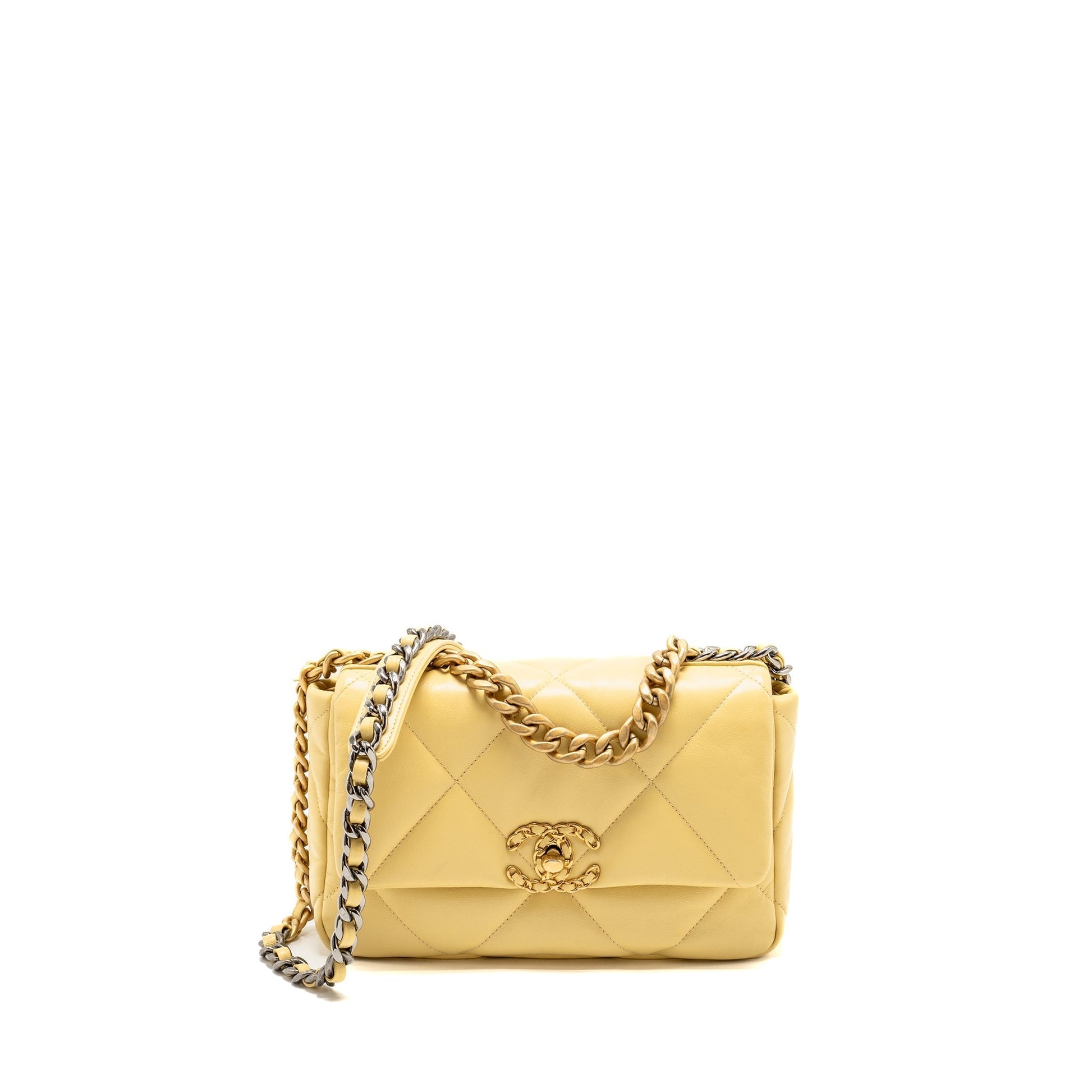 Chanel 19 Lambskin Yellow Hardware Microchip Multicolour Small Handbag