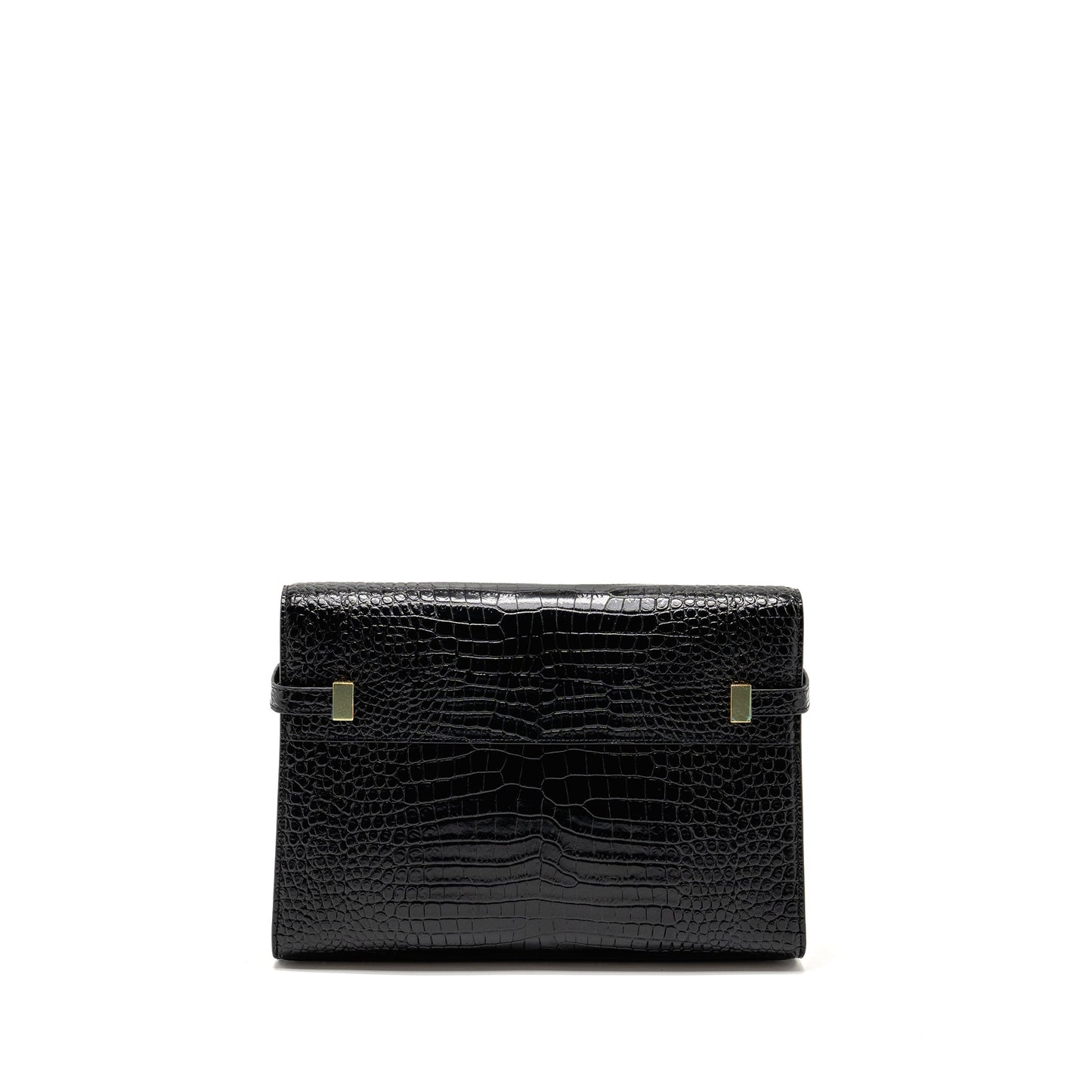 YSL Saint Laurent Saint Laurent Manhattan Purse Crocodile Embossed Calfskin Black Travel Bag