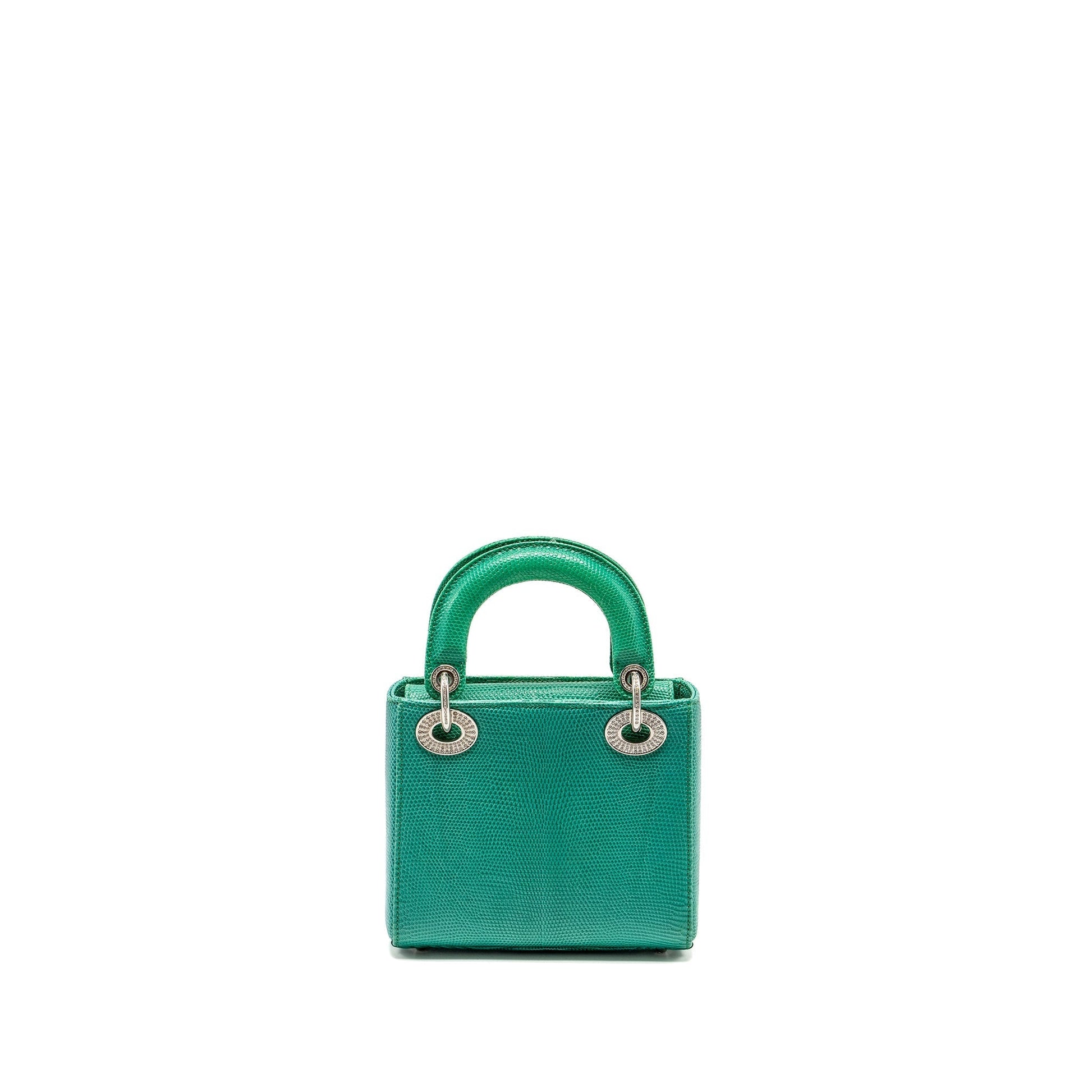 Dior Lady Lizard Crystal Handbag Green Mini Travel Bag